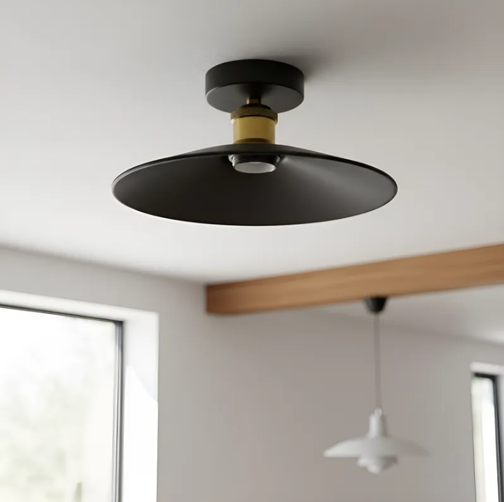 Lampara Negra Con Soquete E 27 De Bronce-3