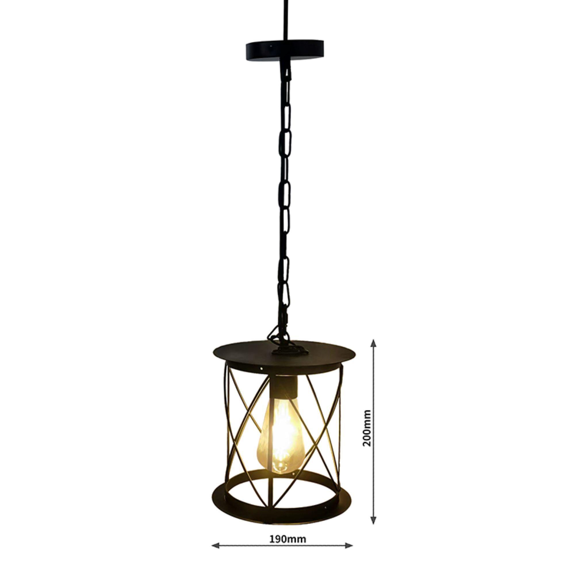 Lampara Colgante De Hierro Farol Vintage E27 Negro-2