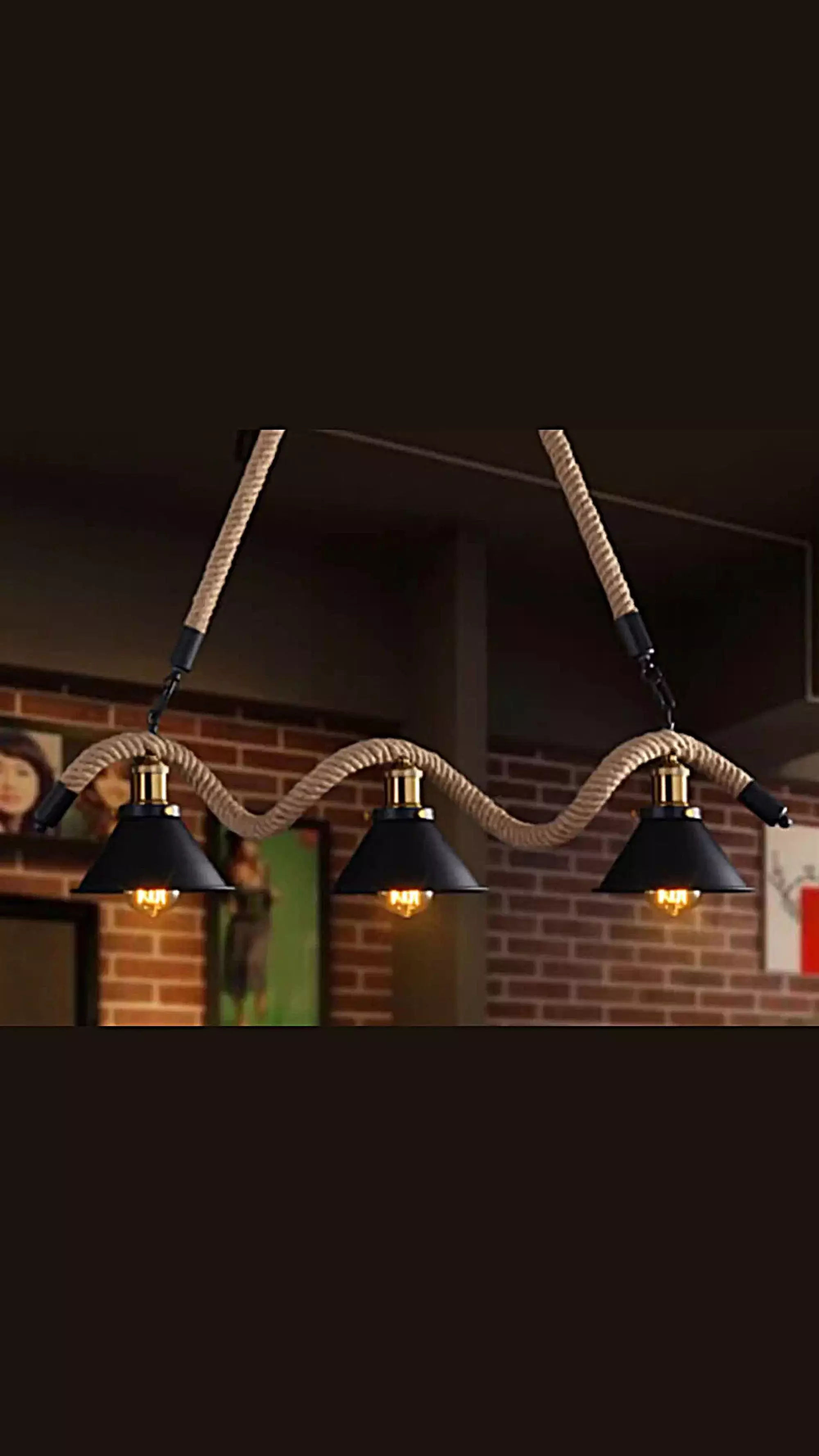 Lámpara Colgante Cáñamo Con Cadena Tres Luces E 27-2