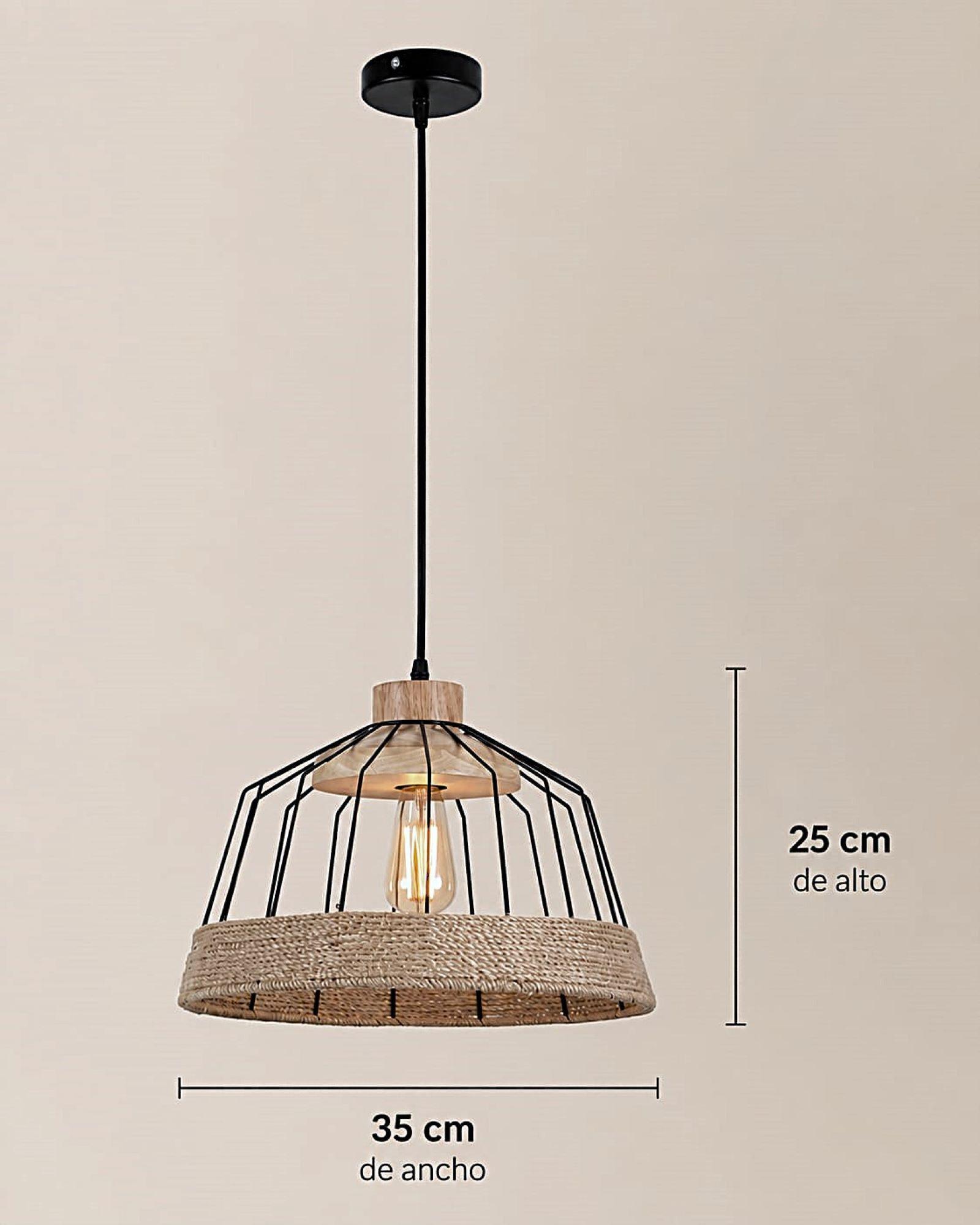 LAMPARA ESTILO BOHO CHIC EN METAL Y CUERDA NATURAL-1