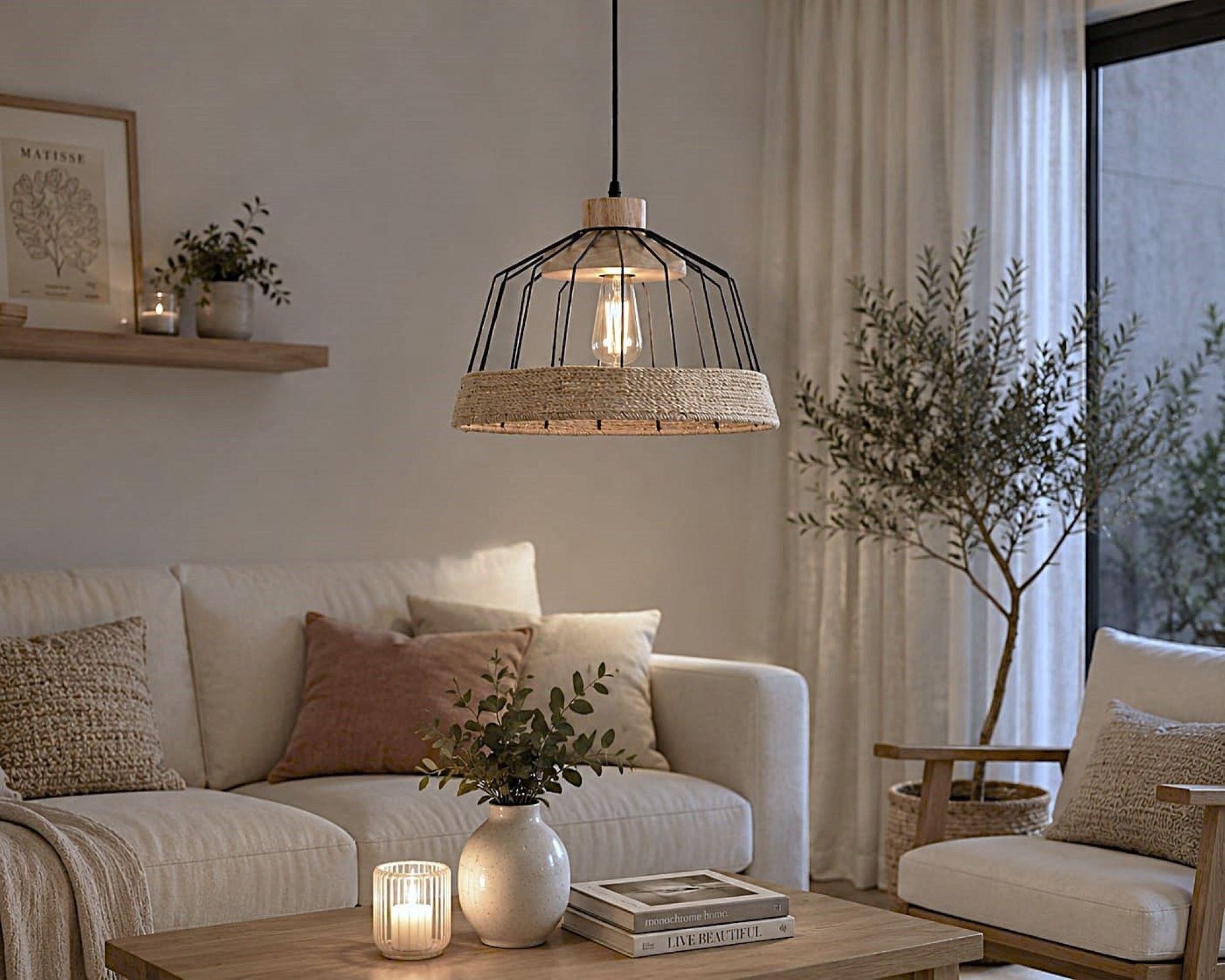 LAMPARA ESTILO BOHO CHIC EN METAL Y CUERDA NATURAL-4