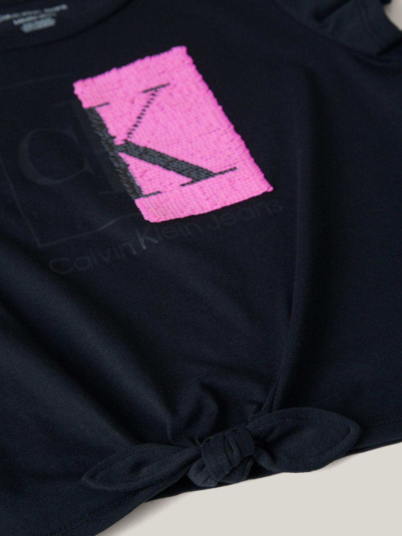 Polera Niña Split Monogram Sequin Negro Calvin Klein-2