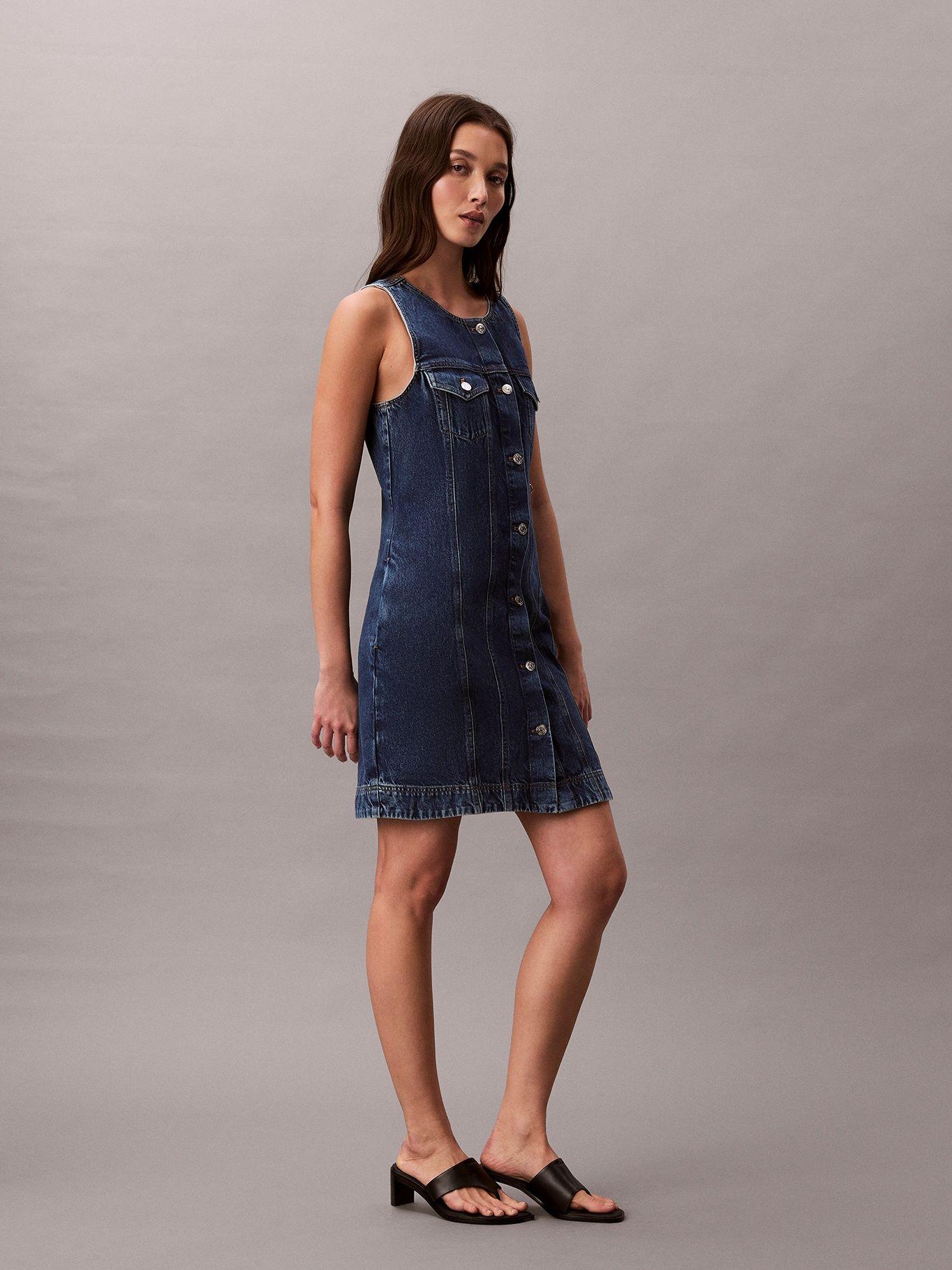 Vestido Trucker Mini Sin Mangas Azul Calvin Klein-2