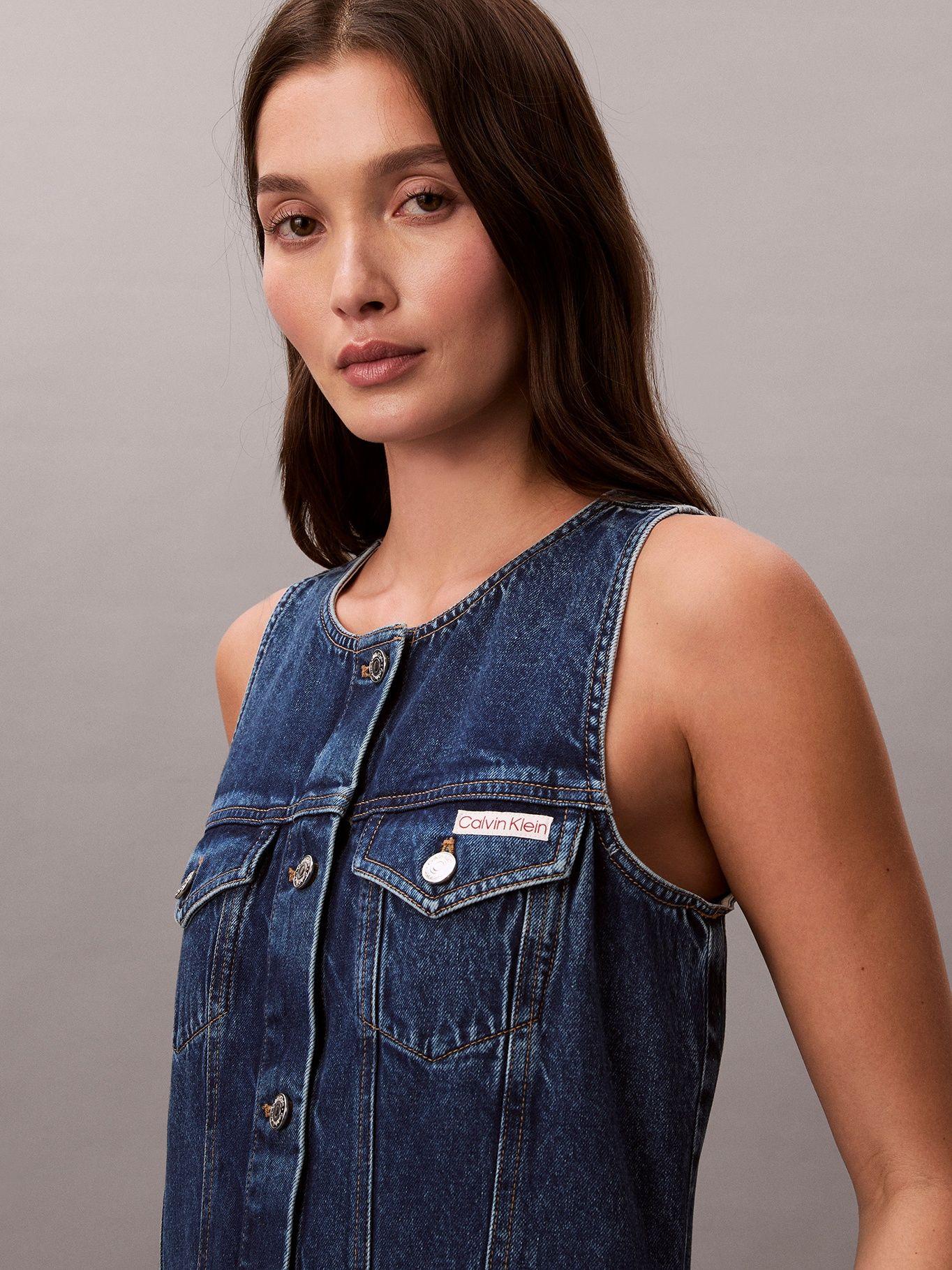 Vestido Trucker Mini Sin Mangas Azul Calvin Klein-3