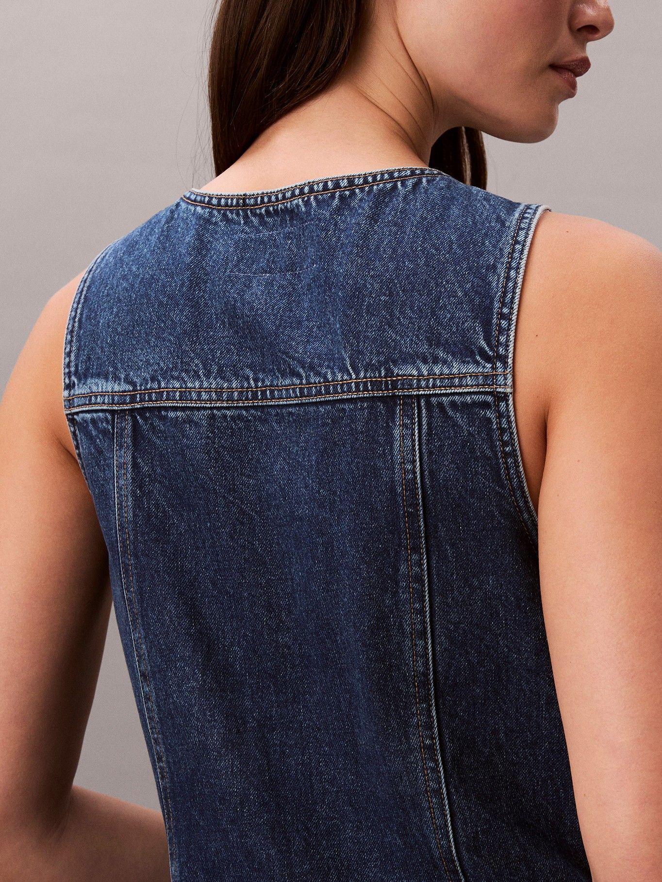 Vestido Trucker Mini Sin Mangas Azul Calvin Klein-4