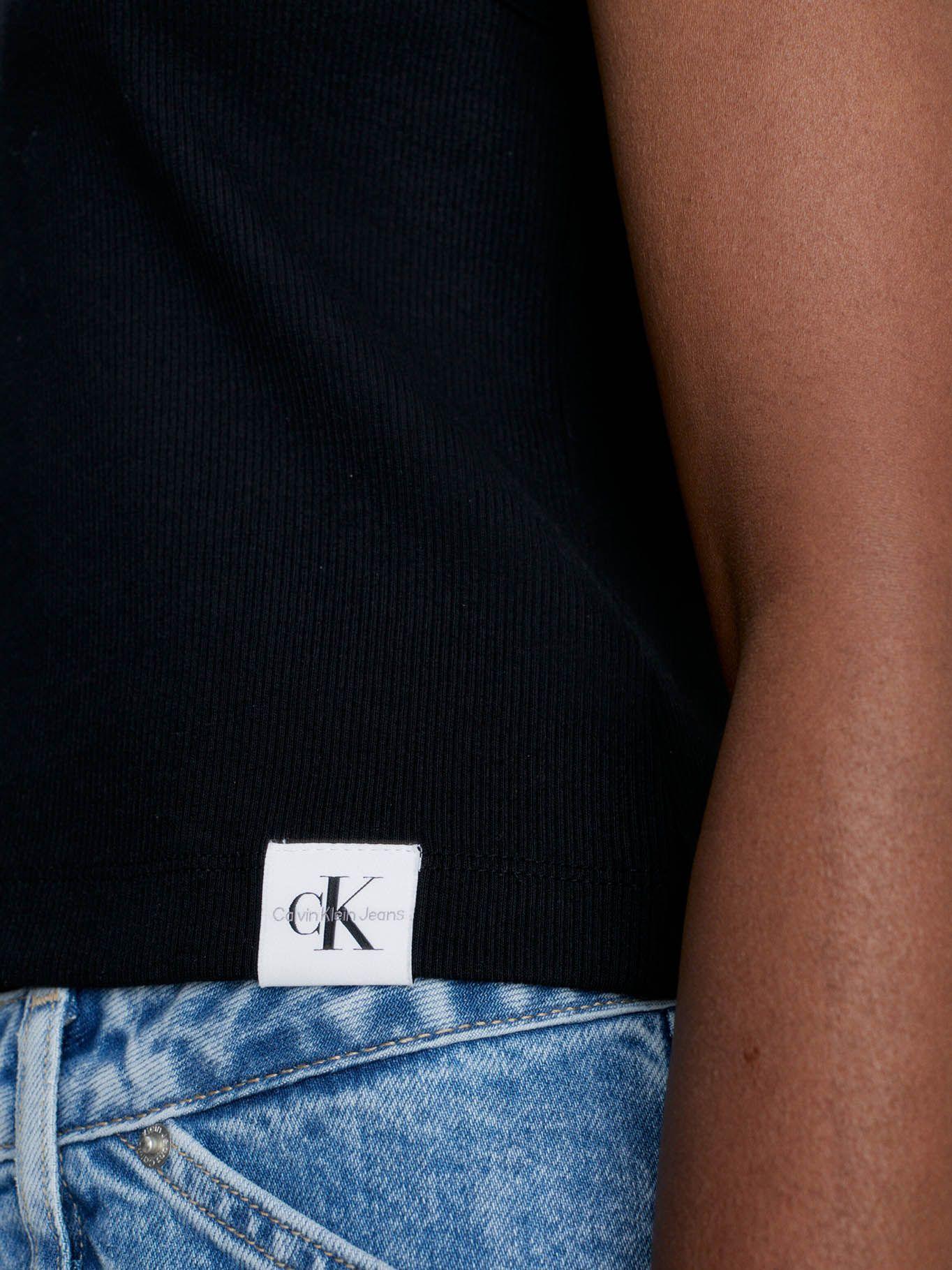 Camiseta de tirantes de canalé de algodón Negro Calvin Klein-3