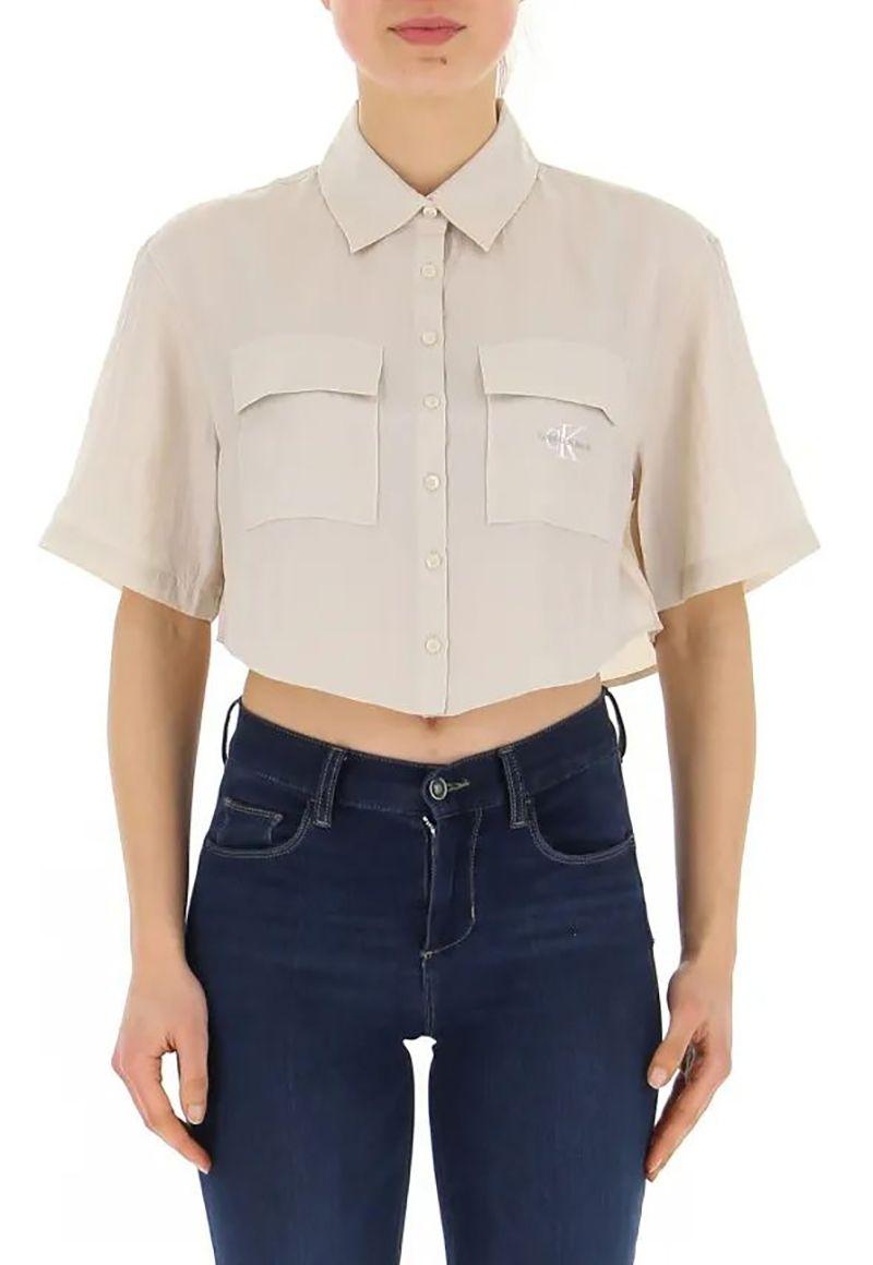 Camisa recortada Beige Calvin Klein-0