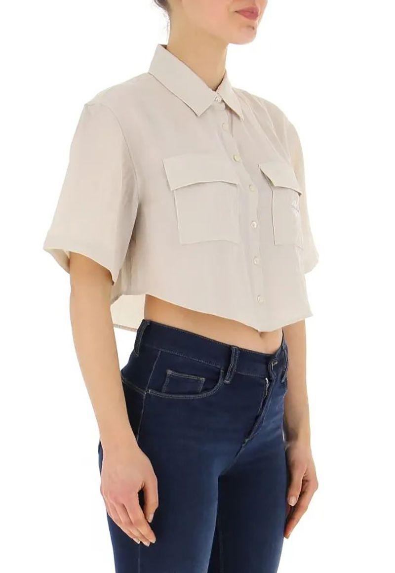 Camisa recortada Beige Calvin Klein-2