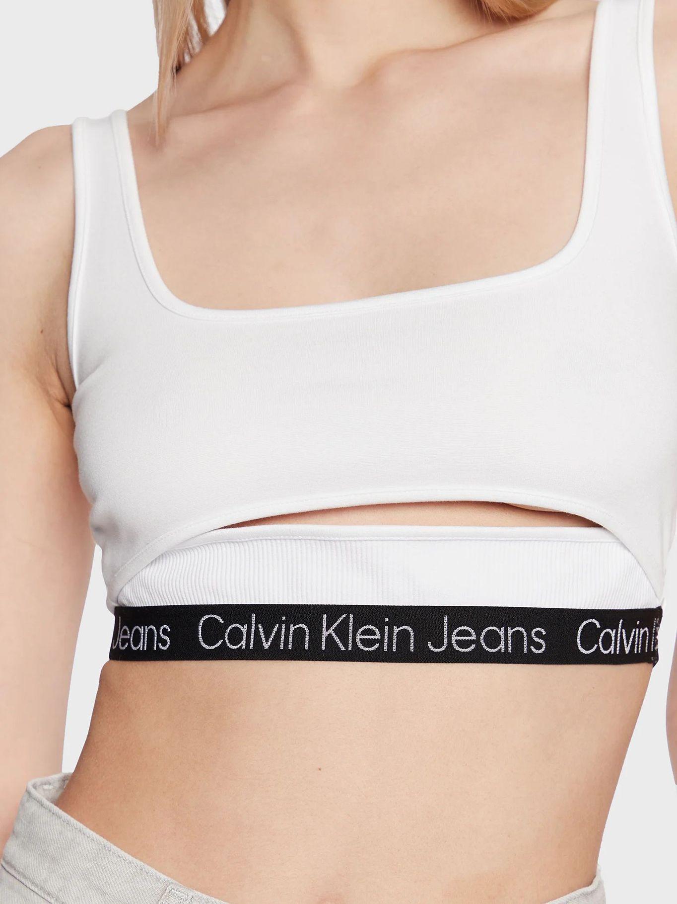 Top de corpiño de punto de punto milano con recorte Blanco Calvin Klein-4