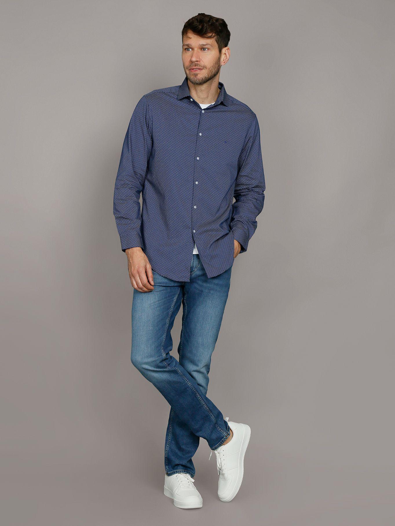 Camisa Slim Printed Azul Calvin Klein-1