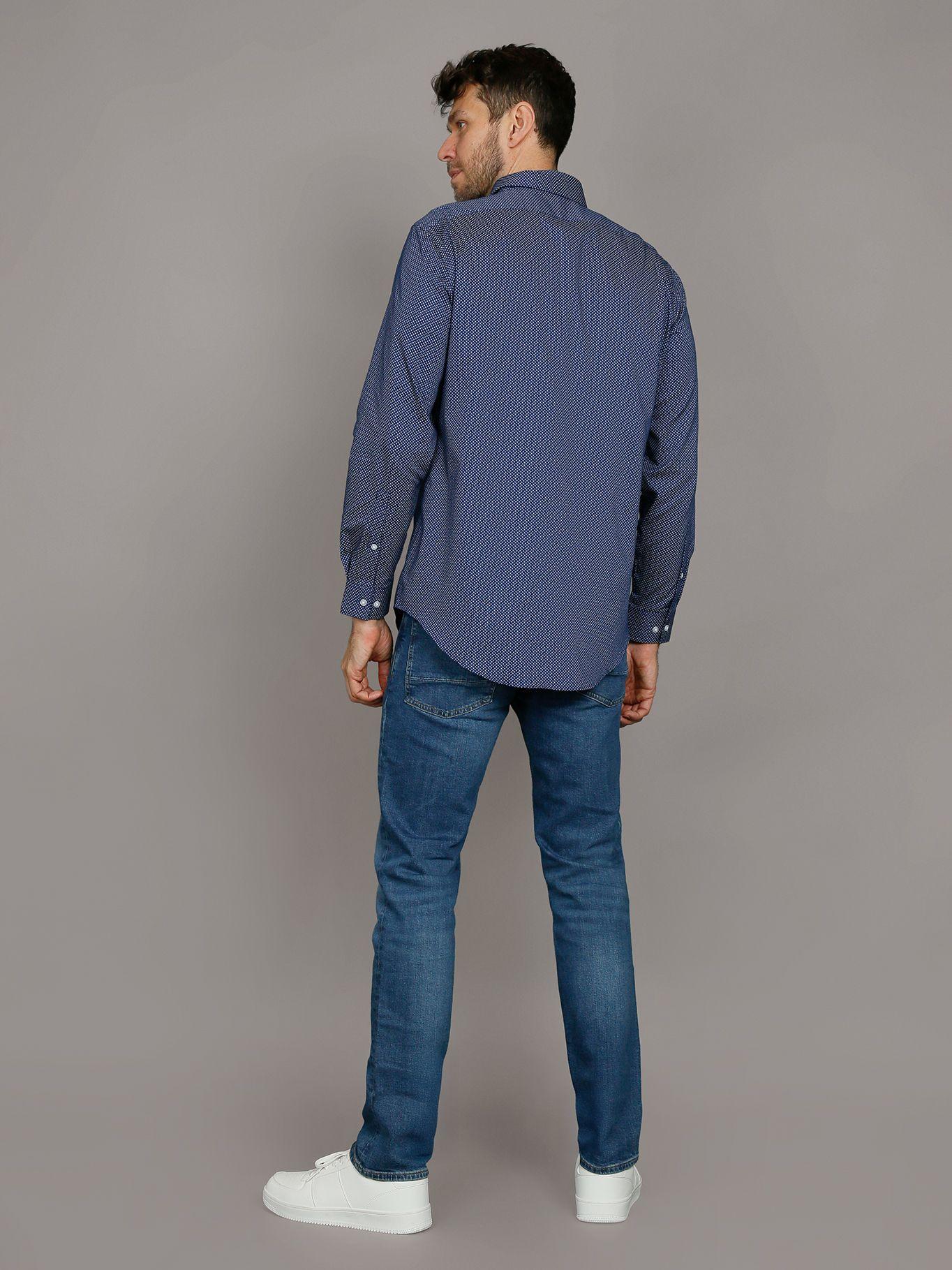 Camisa Slim Printed Azul Calvin Klein-2