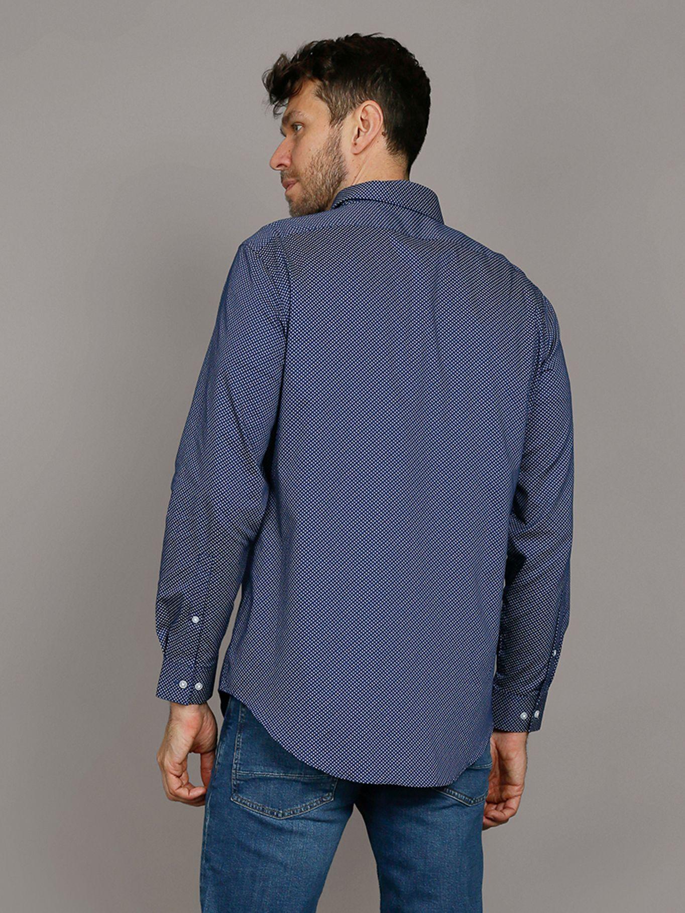 Camisa Slim Printed Azul Calvin Klein-3