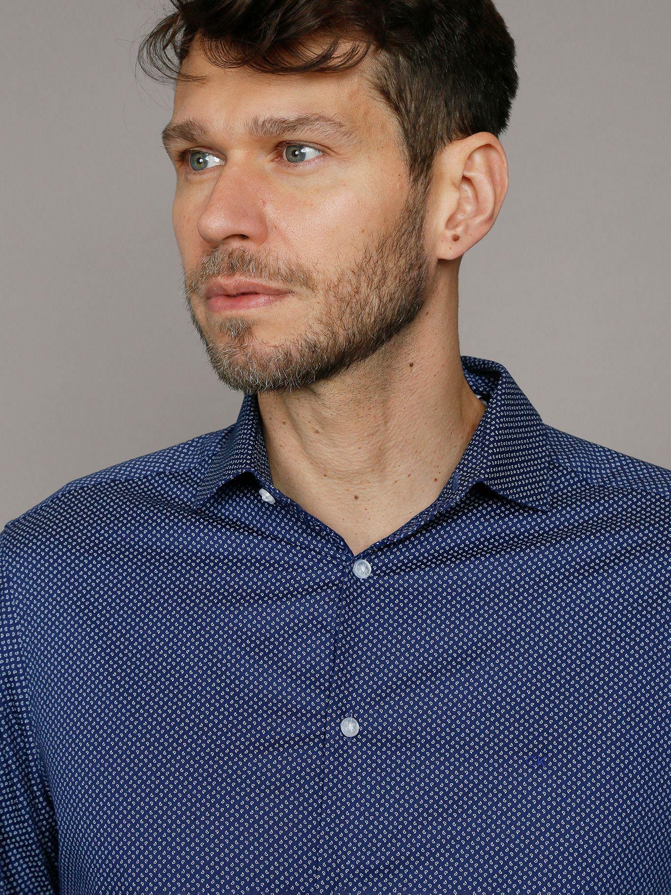 Camisa Slim Printed Azul Calvin Klein-4