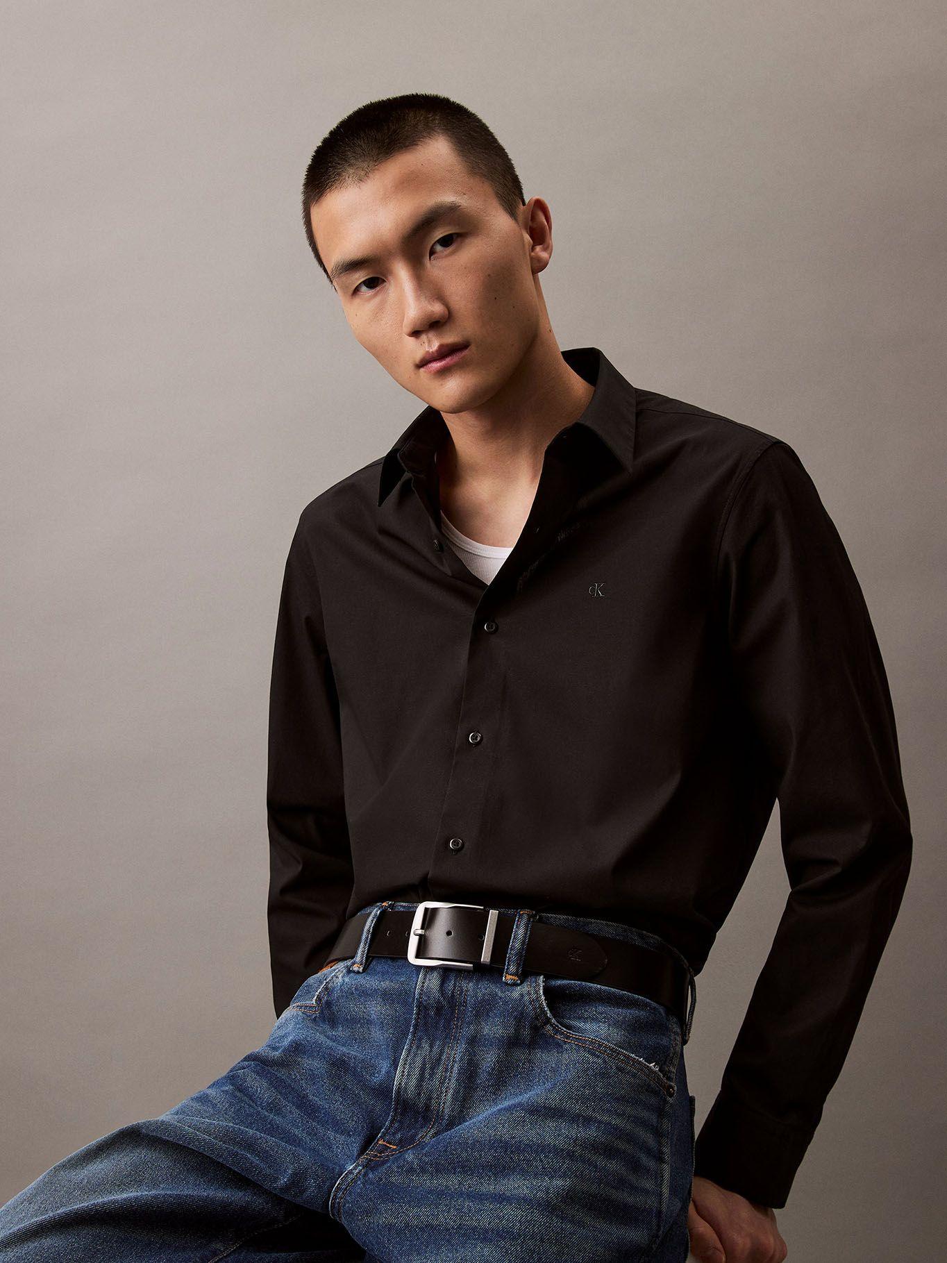 Camisa Clásica Stretch Negro Calvin Klein-5