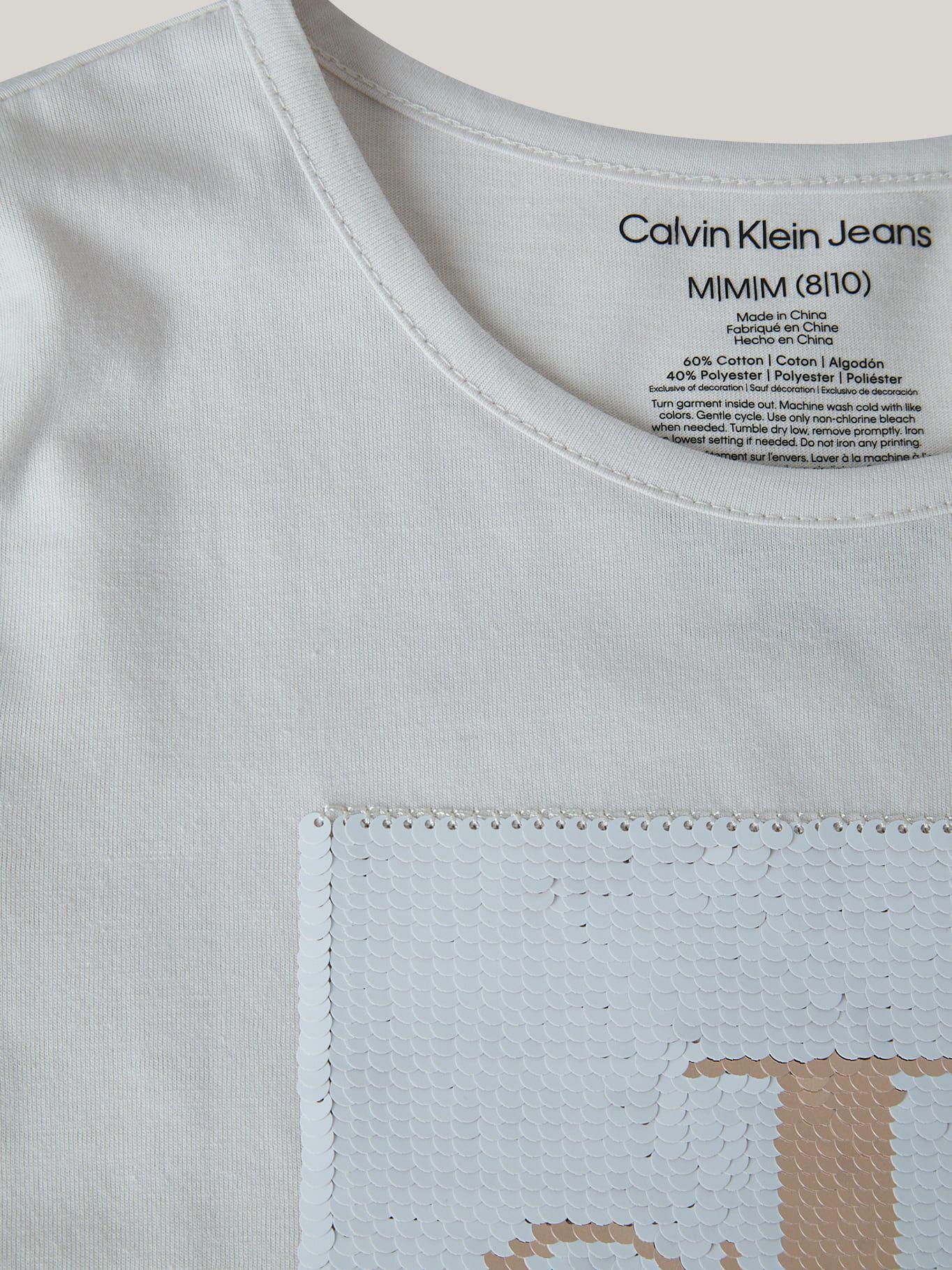 Polera Niña Monogram Sequin Blanco Calvin Klein-3