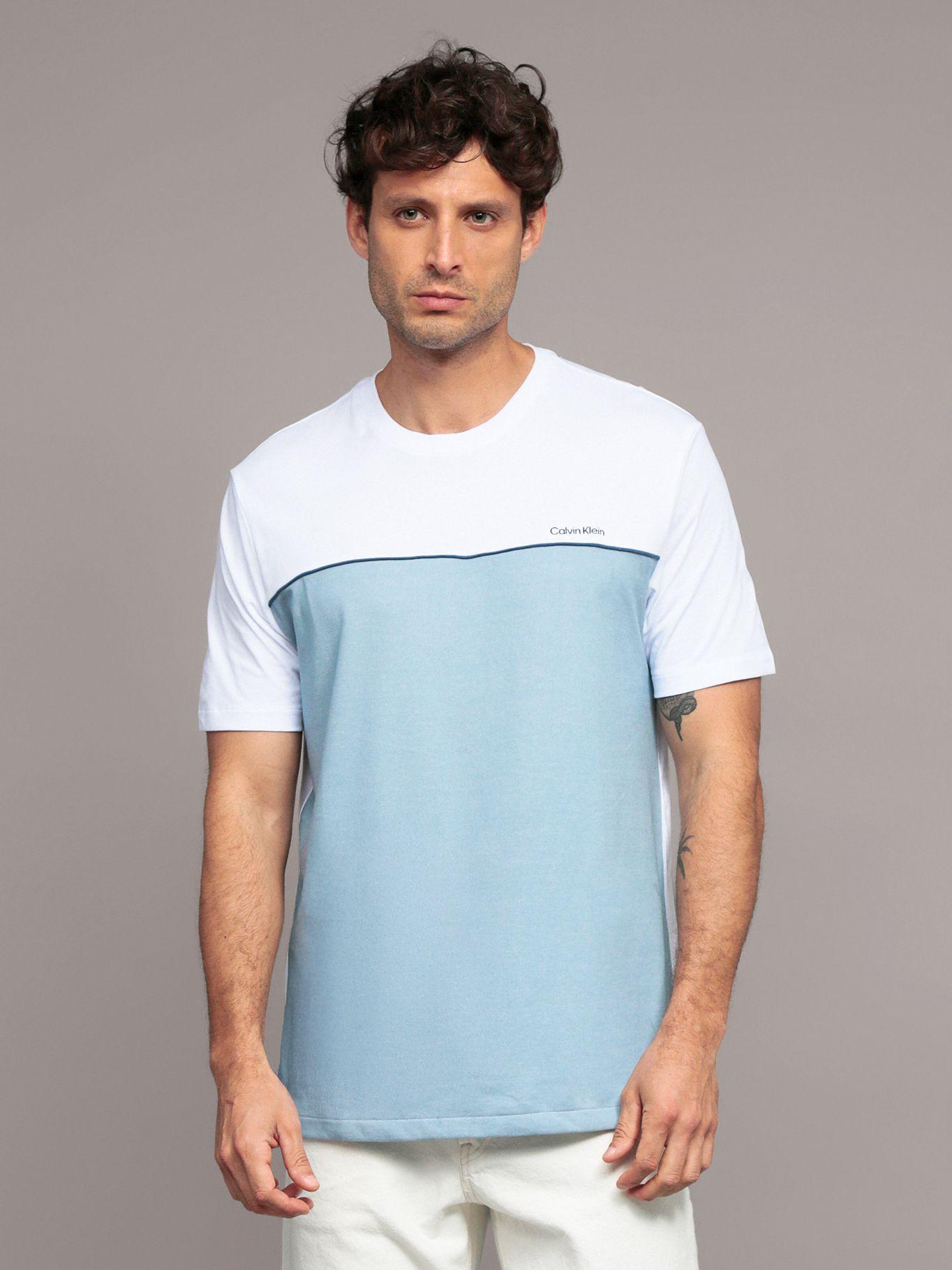 Polera Texture Blocked Piping Celeste Calvin Klein-0