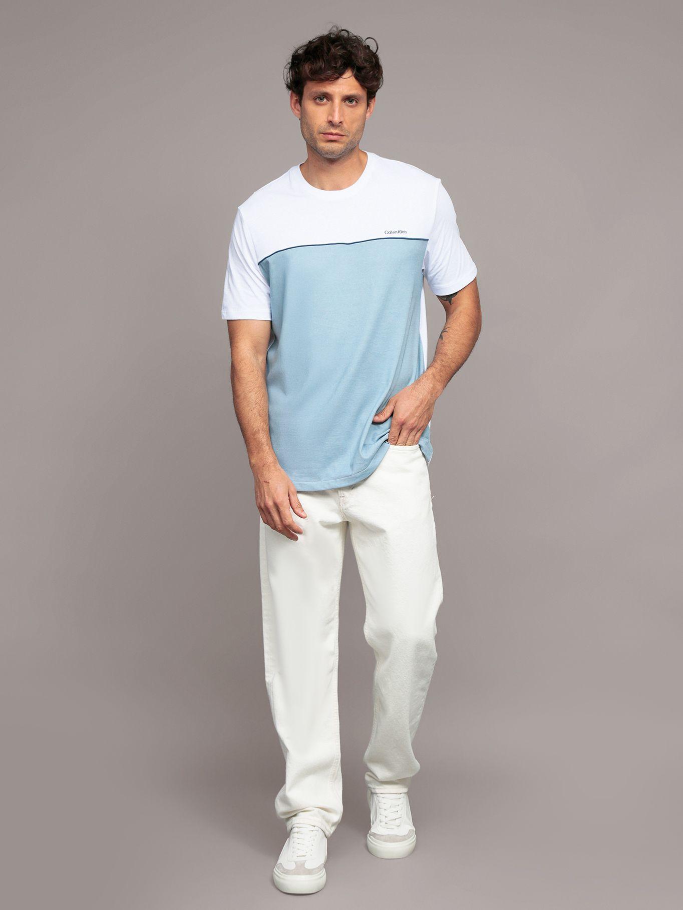 Polera Texture Blocked Piping Celeste Calvin Klein-1