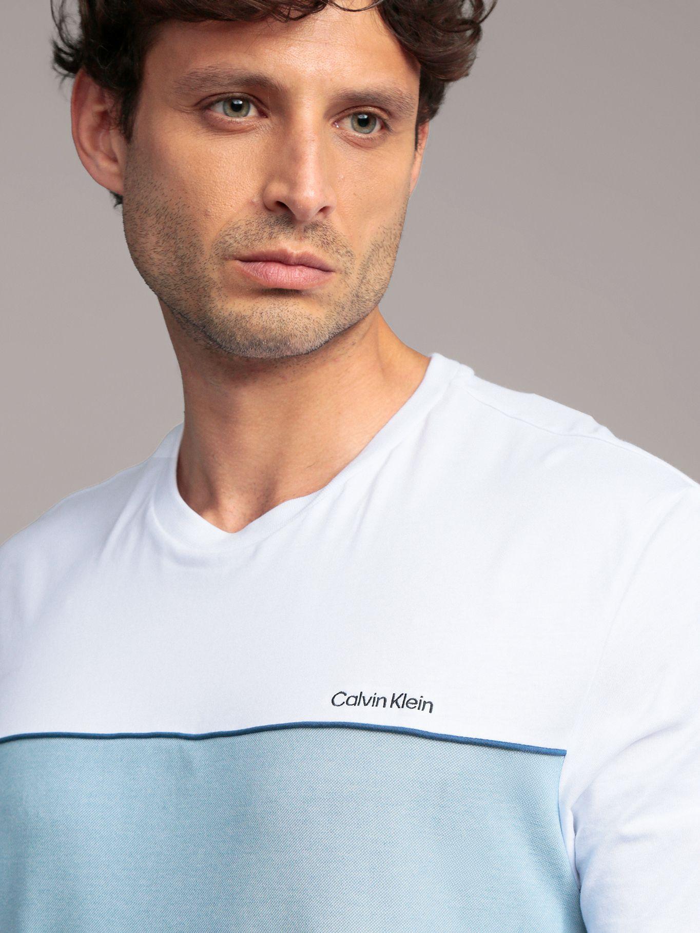 Polera Texture Blocked Piping Celeste Calvin Klein-4