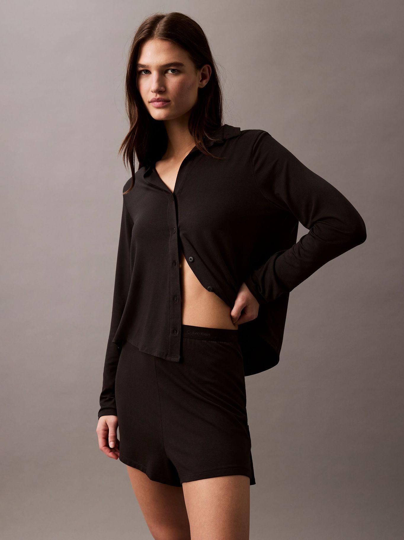 Polera Pijama Rib Crop Negro Calvin Klein-0