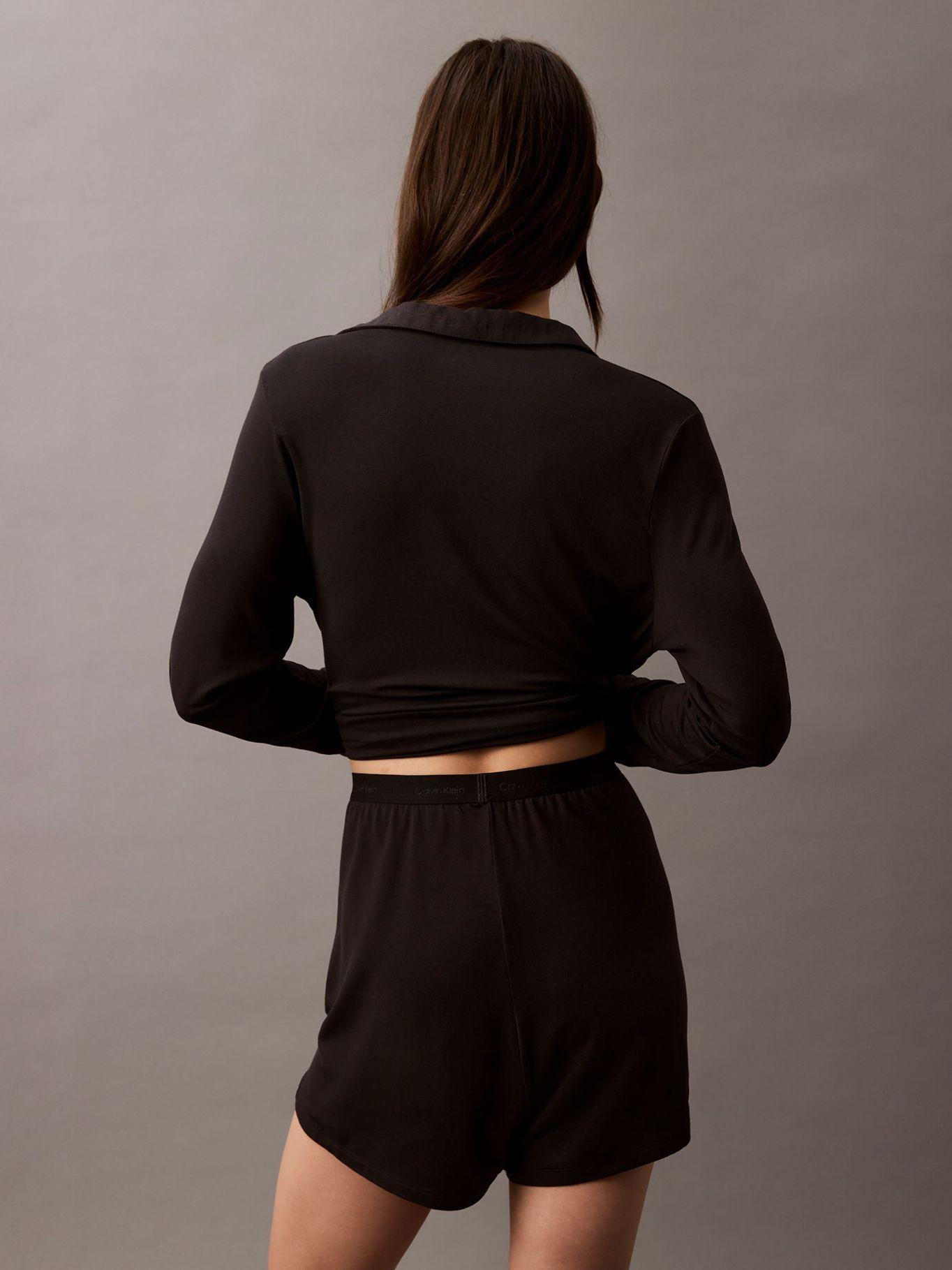 Polera Pijama Rib Crop Negro Calvin Klein-4