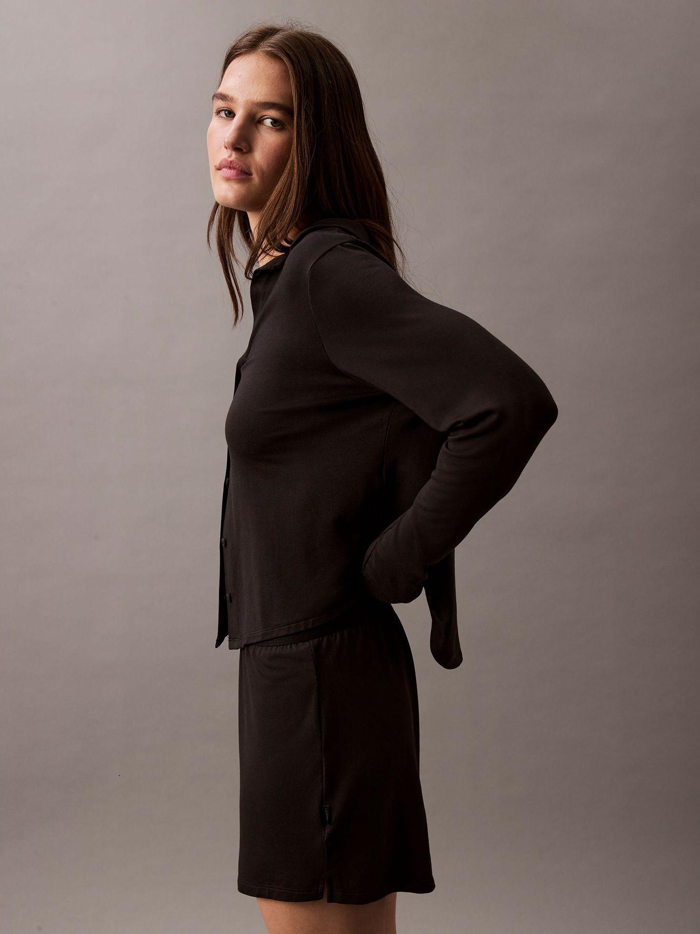 Polera Pijama Rib Crop Negro Calvin Klein-5