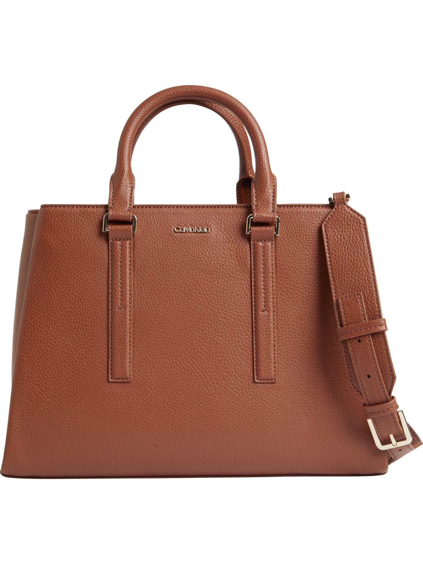 Bolso con asas y bandolera Café Calvin Klein-0