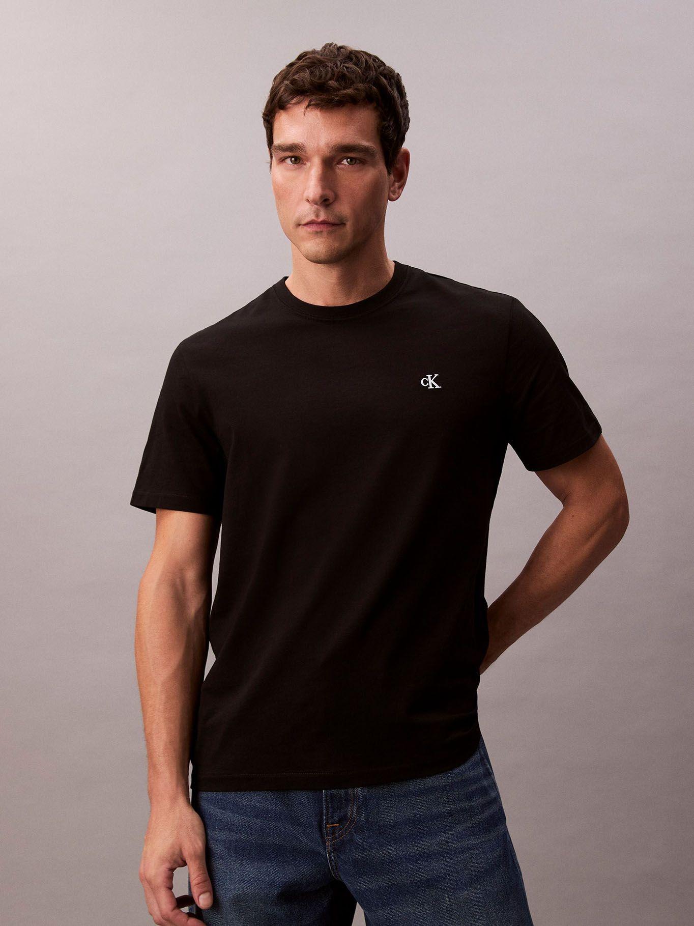 Polera Regular con Monograma Bordado Negro Calvin Klein-0