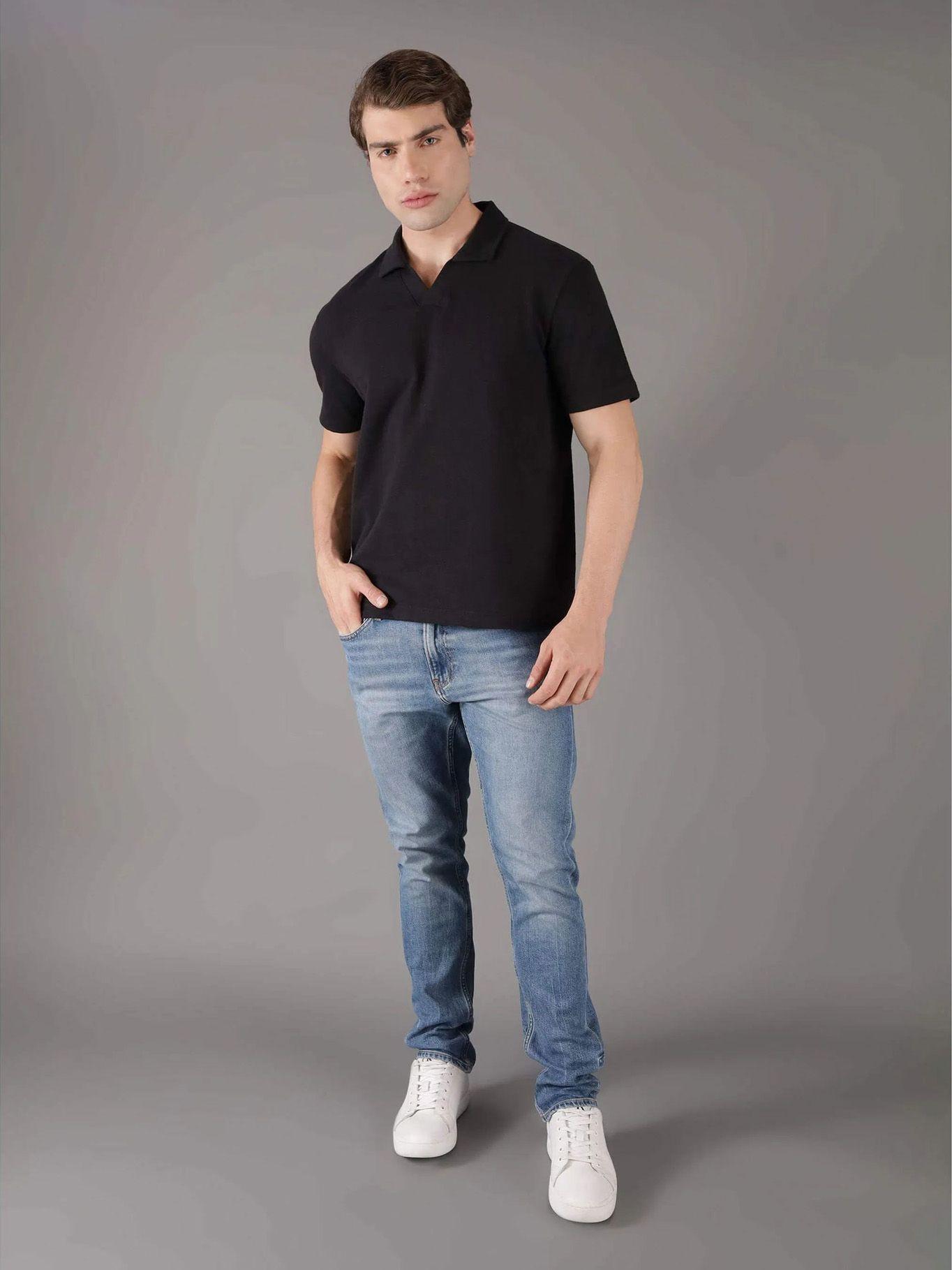 Polo texturizado con tejido crepé Negro Calvin Klein-1