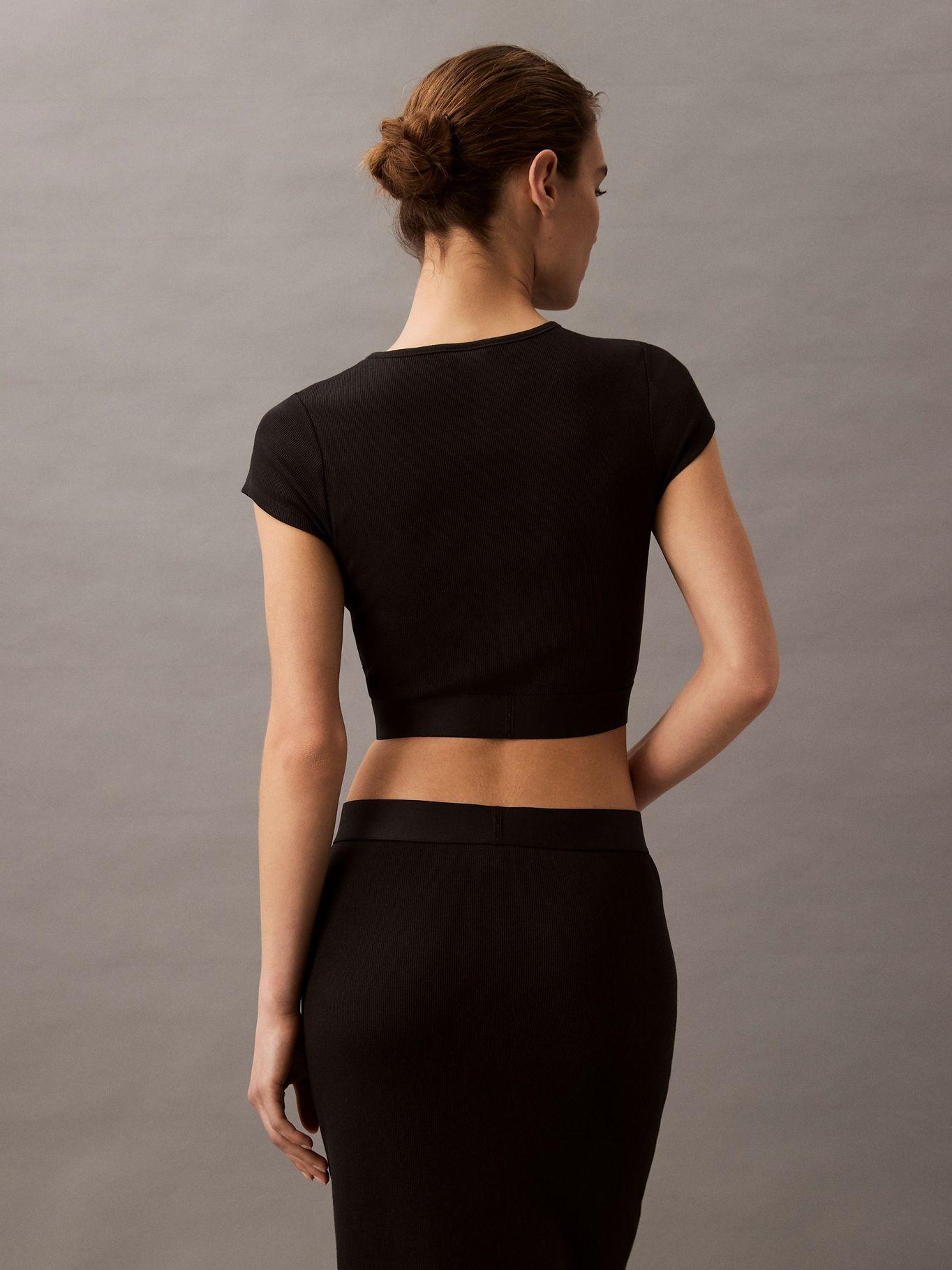 Polera de Pijama Rib Crop Negro Calvin Klein-2