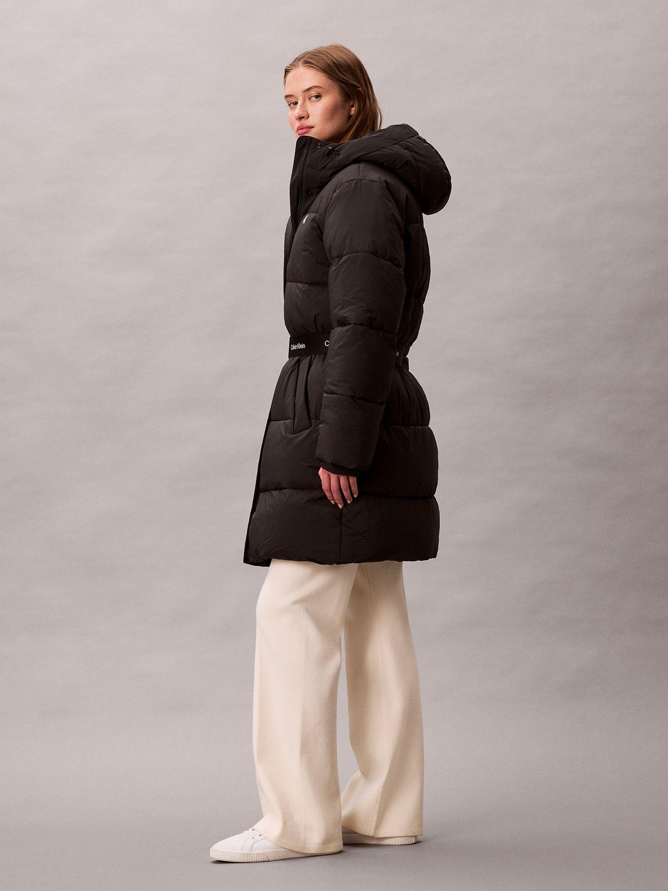 Parka Puffer Larga Gorro y Cinturón Negro Calvin Klein-2