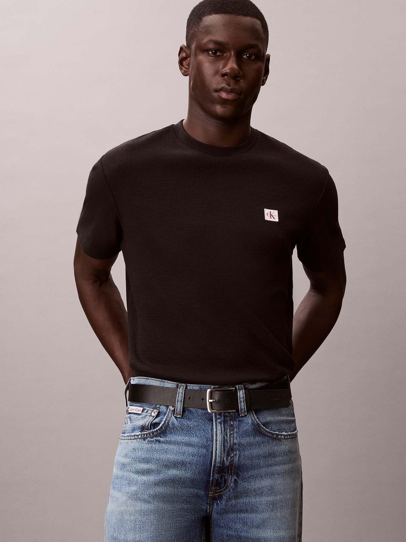Polera Tejido Waffle Etiqueta Logo Negro Calvin Klein-3