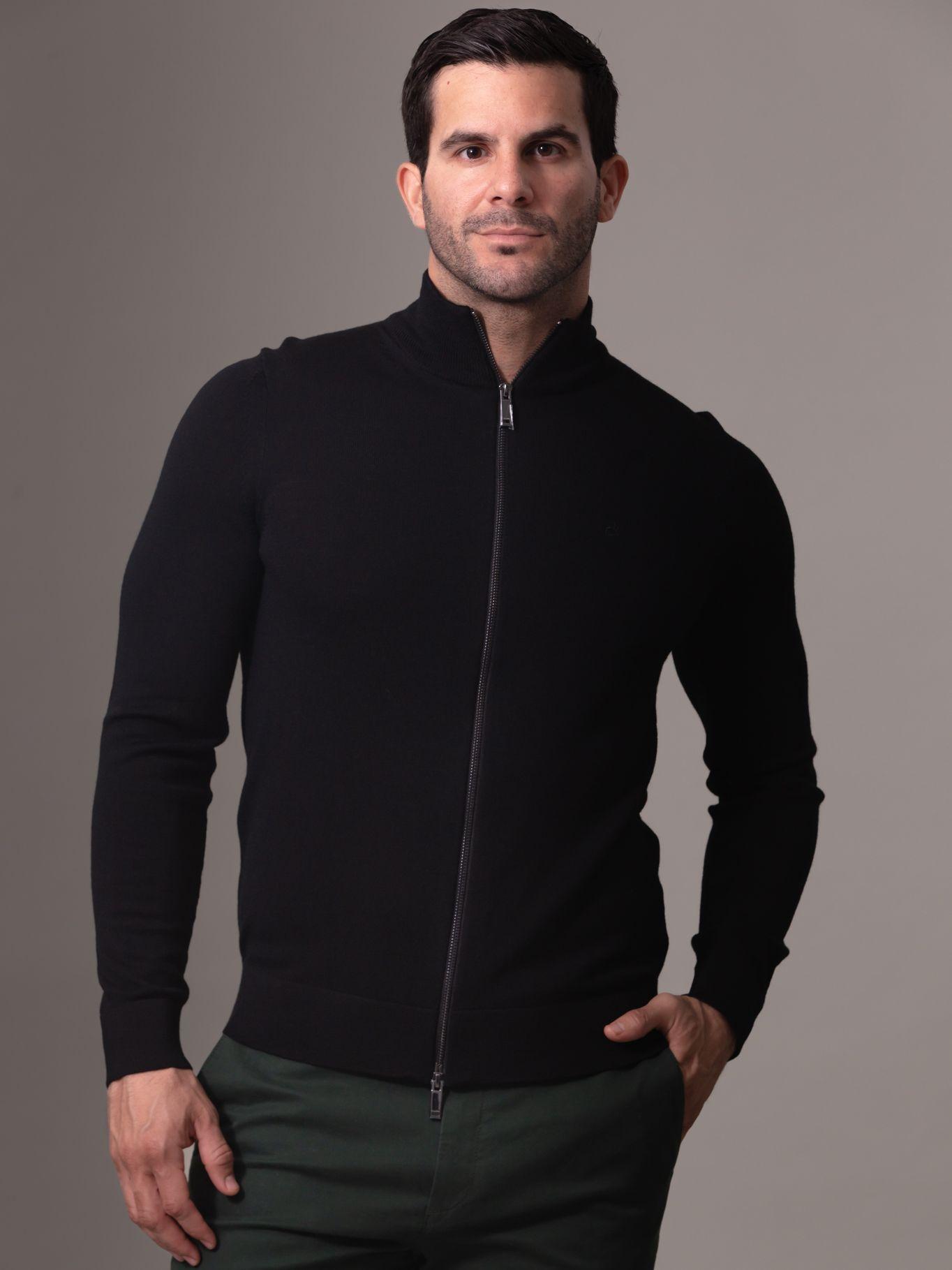 Sweater con Cierre Merino Negro Calvin Klein-0