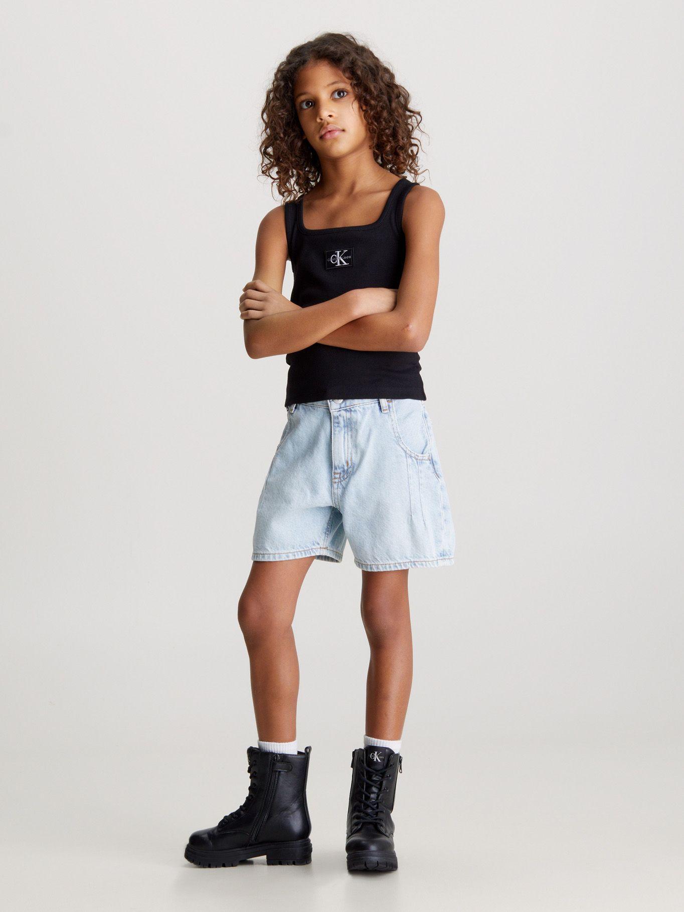 Polera Niña Rib Badge Square Negro Calvin Klein-1