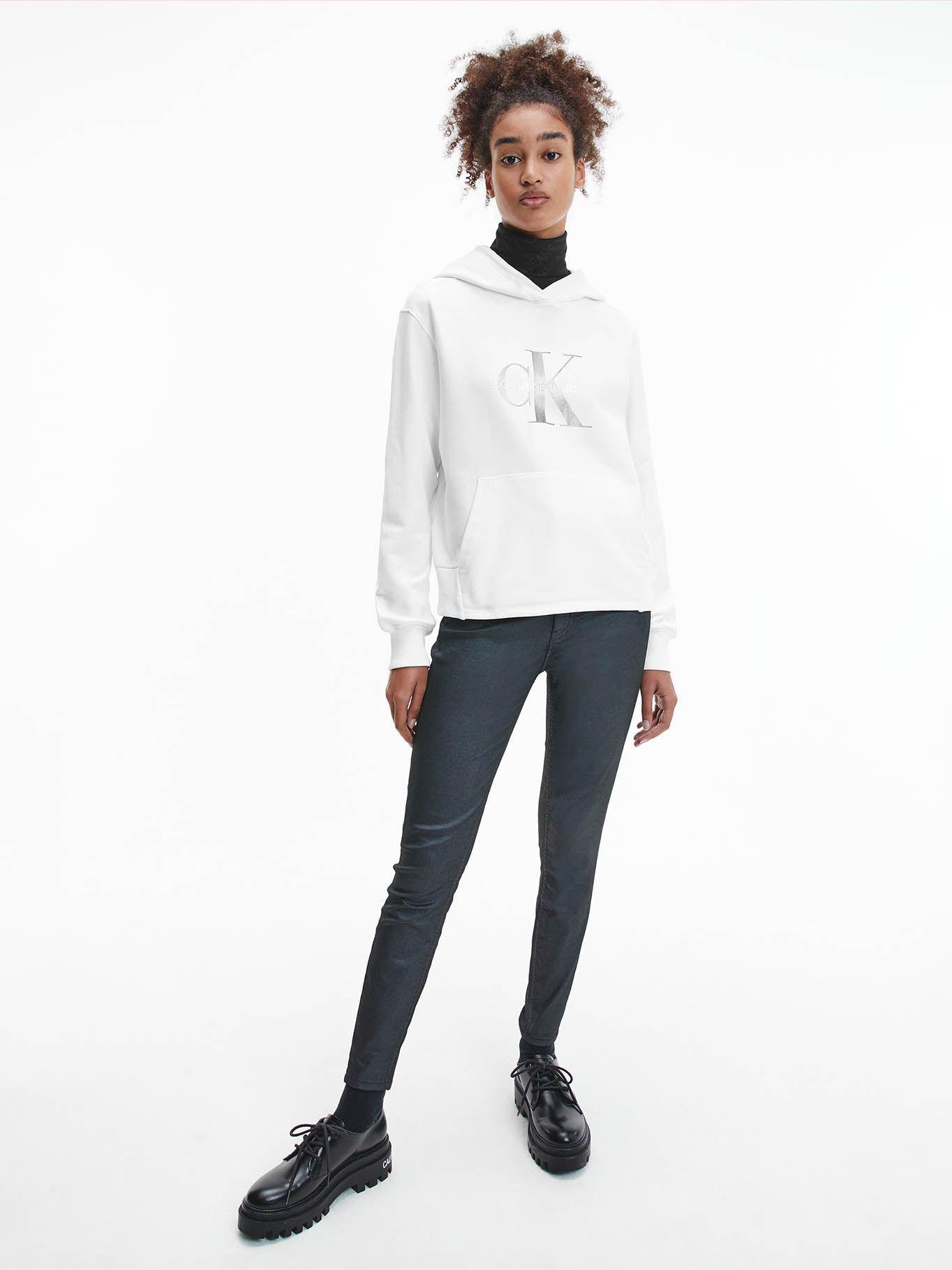 Hoodie Gunmetal Monogram Blanco Calvin Klein-1