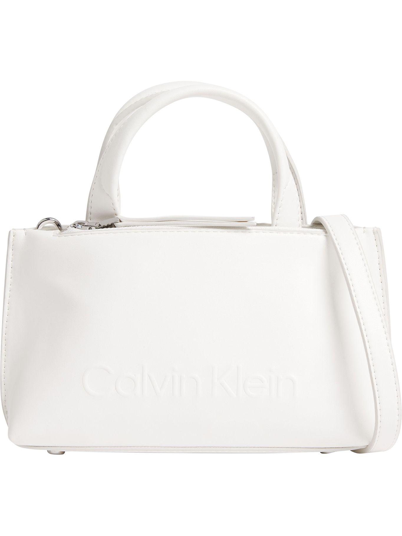 Bolso pequeño con logo en relieve Blanco Calvin Klein-0