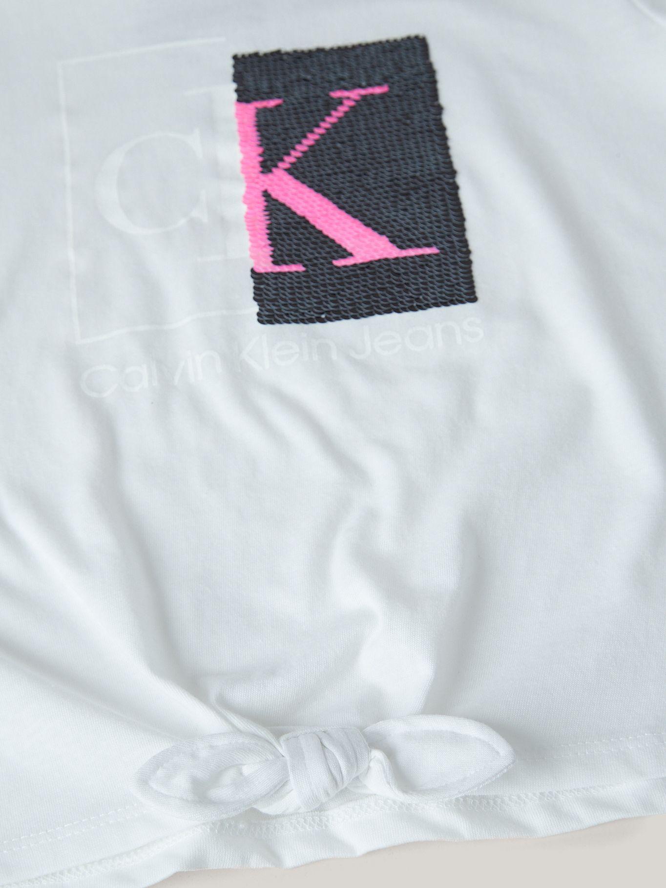 Polera Niña Split Monogram Sequin Blanco Calvin Klein-2