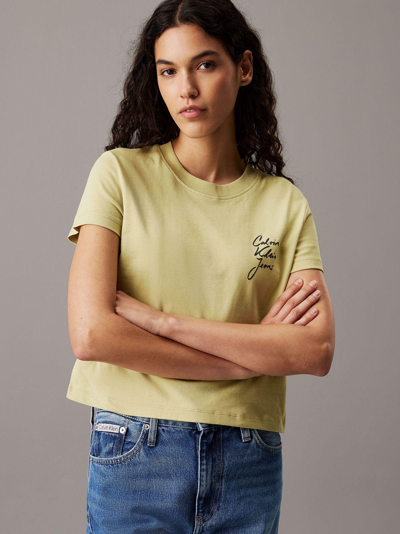 Polera slim con logo Verde Calvin Klein-0