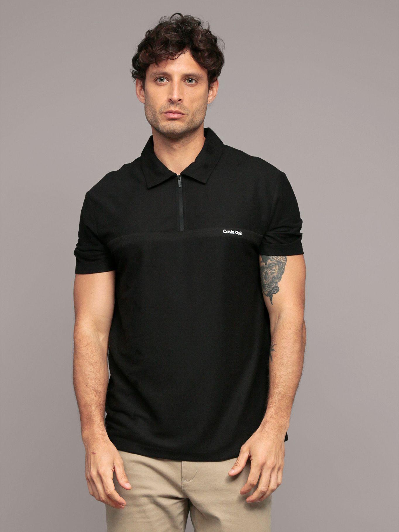 Polo manga corta con cremallera Negro Calvin Klein-0