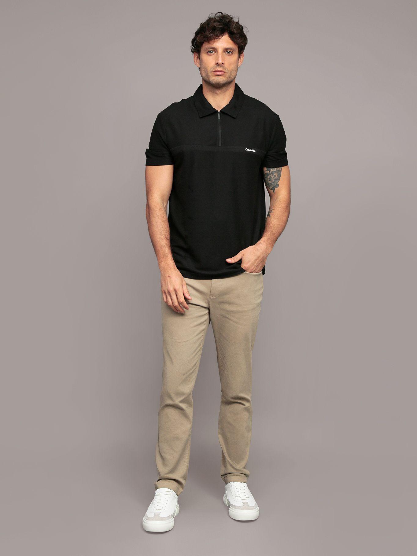 Polo manga corta con cremallera Negro Calvin Klein-1