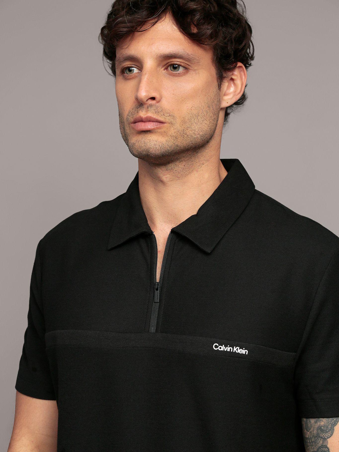 Polo manga corta con cremallera Negro Calvin Klein-4