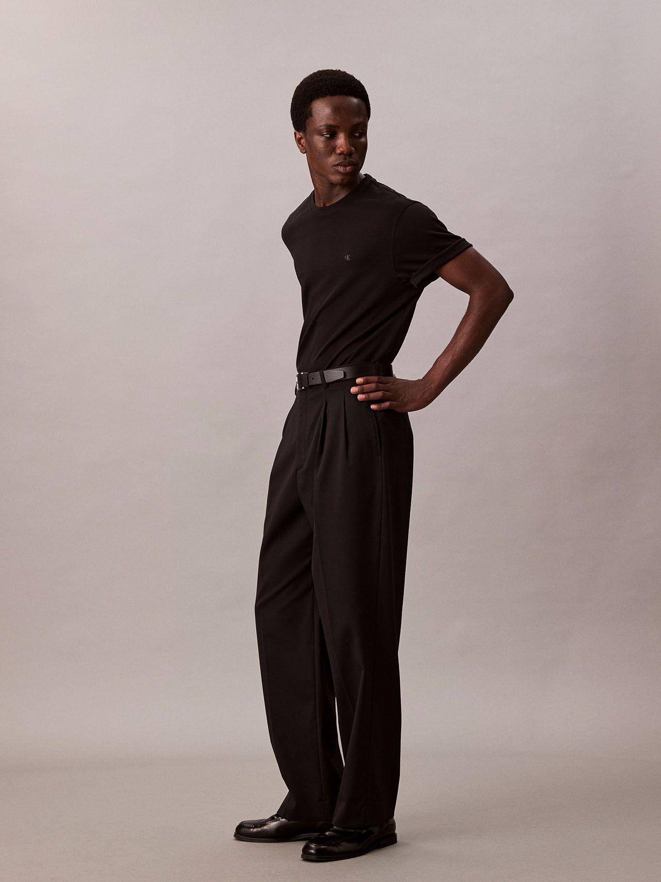 Polera Algodón Supima y Logo Bordado Negro Calvin Klein-4