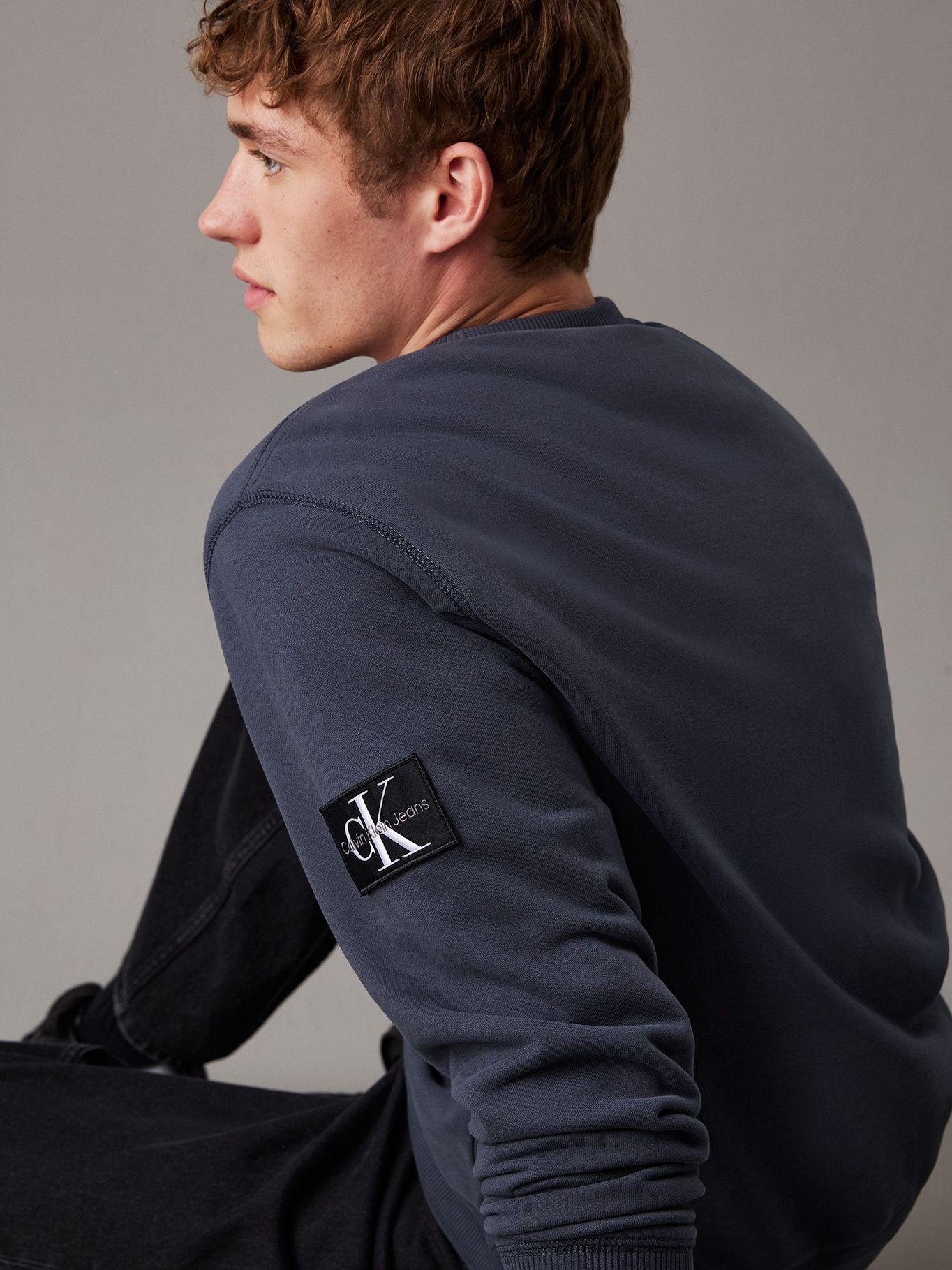 Poleron de algodón con insignia Azul Calvin Klein-3