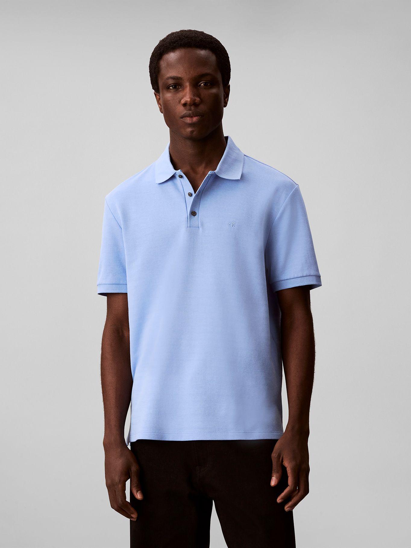 Polo con Sutiles Rayas Tonales Celeste Calvin Klein-0