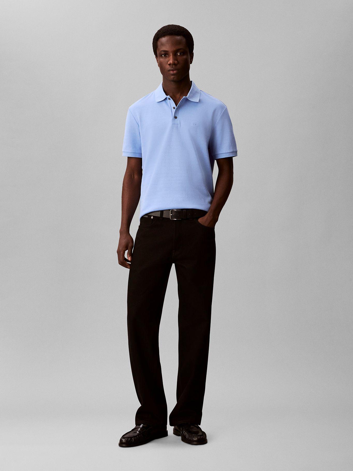 Polo con Sutiles Rayas Tonales Celeste Calvin Klein-1