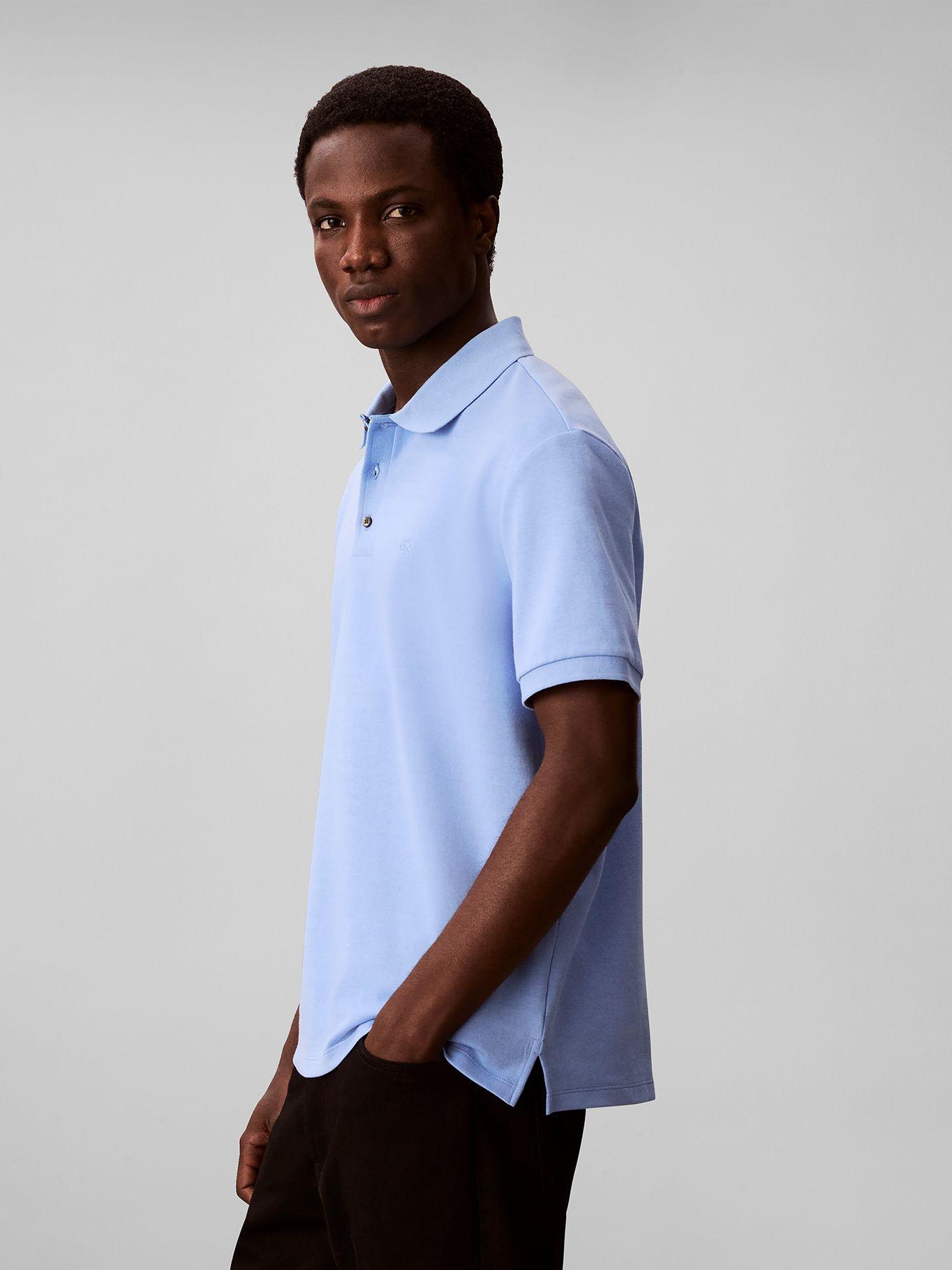Polo con Sutiles Rayas Tonales Celeste Calvin Klein-3