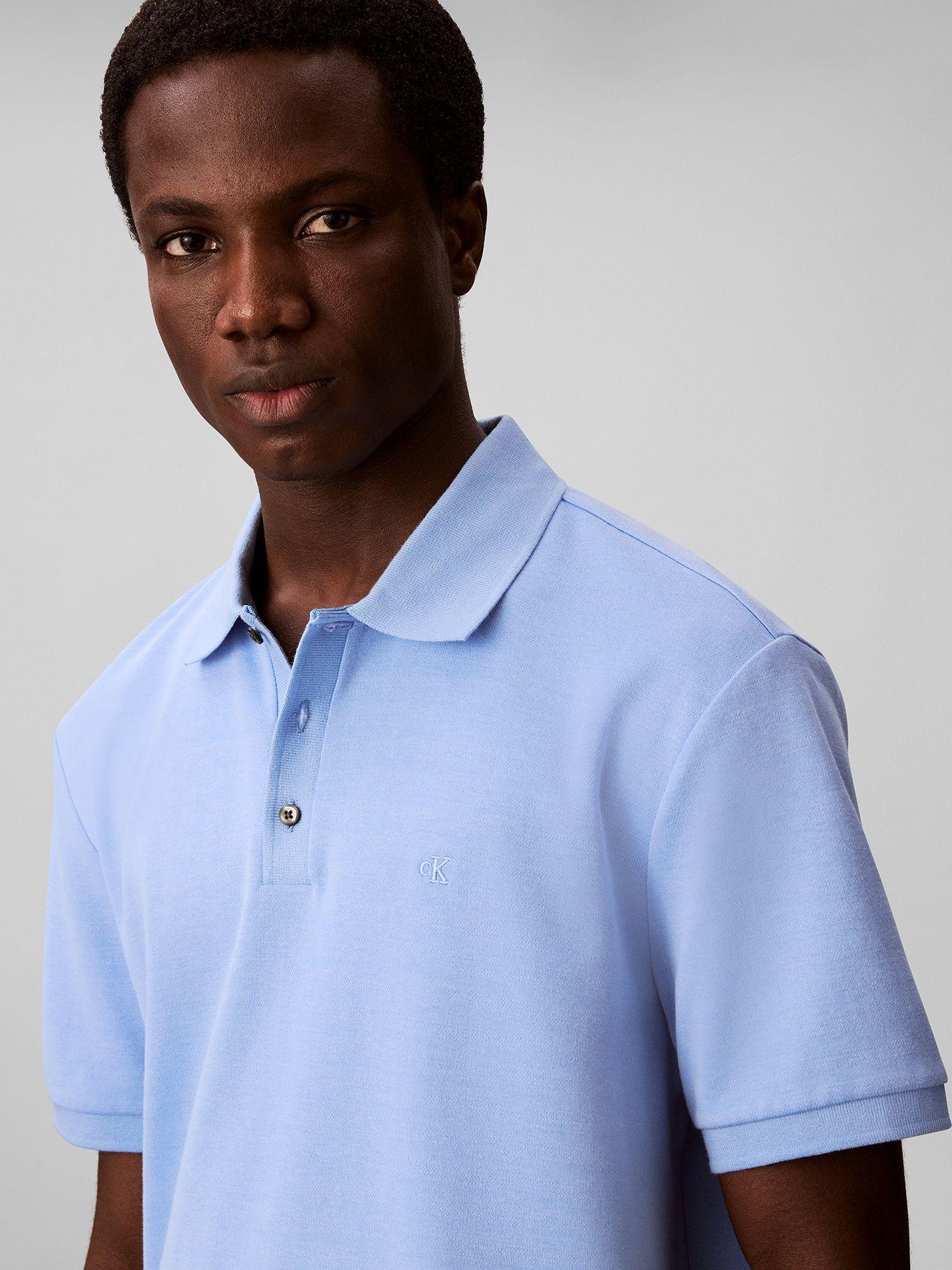 Polo con Sutiles Rayas Tonales Celeste Calvin Klein-4