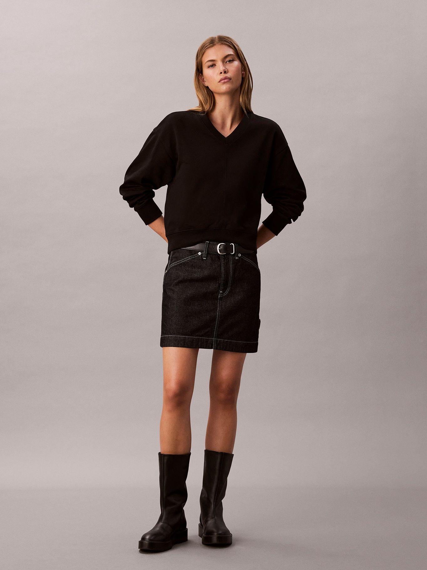 Polerón de Tejido Terry Cuello En V Negro Calvin Klein-1
