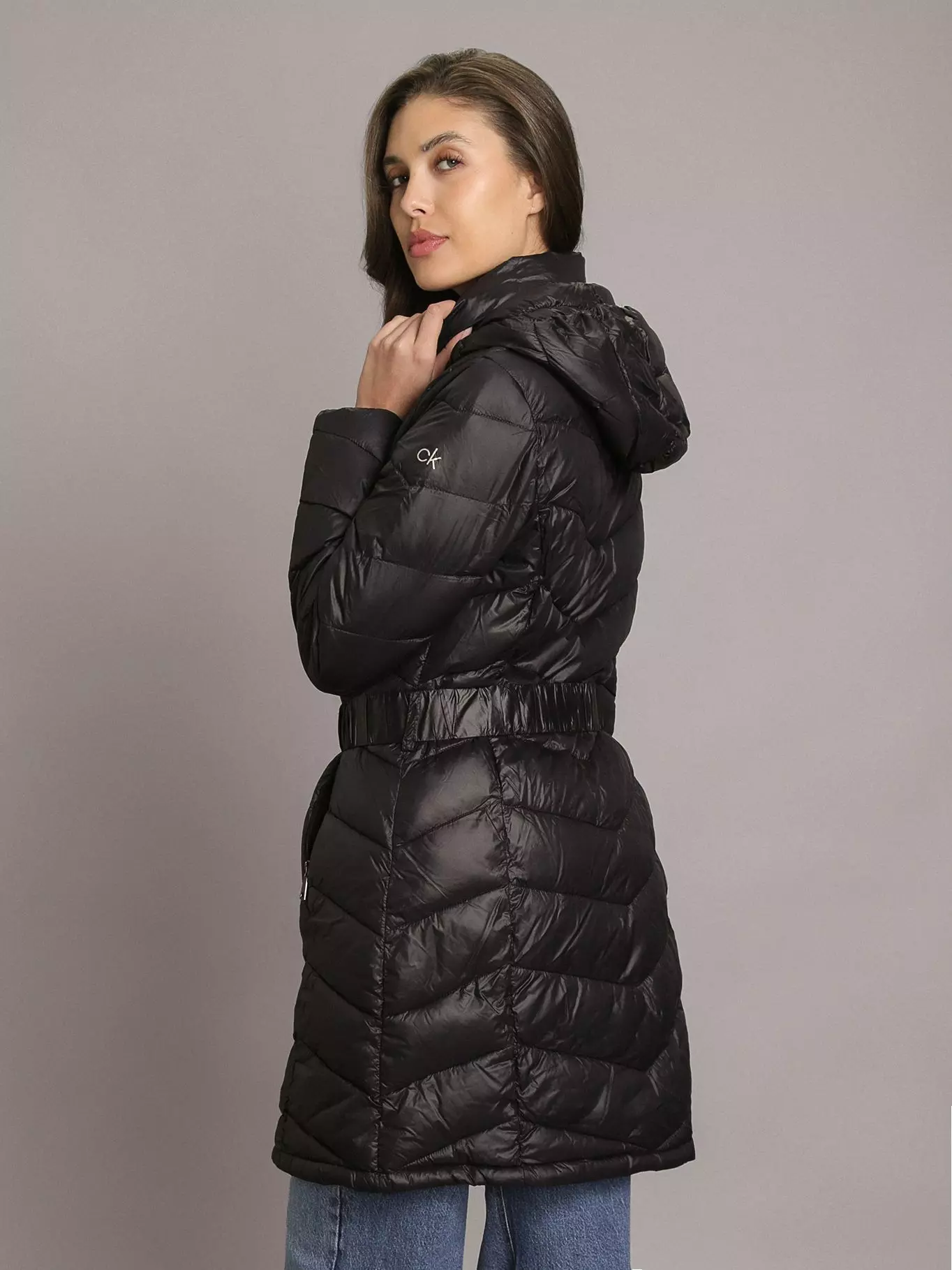 Parka Larga Puffer con Gorro Negro Calvin Klein-3