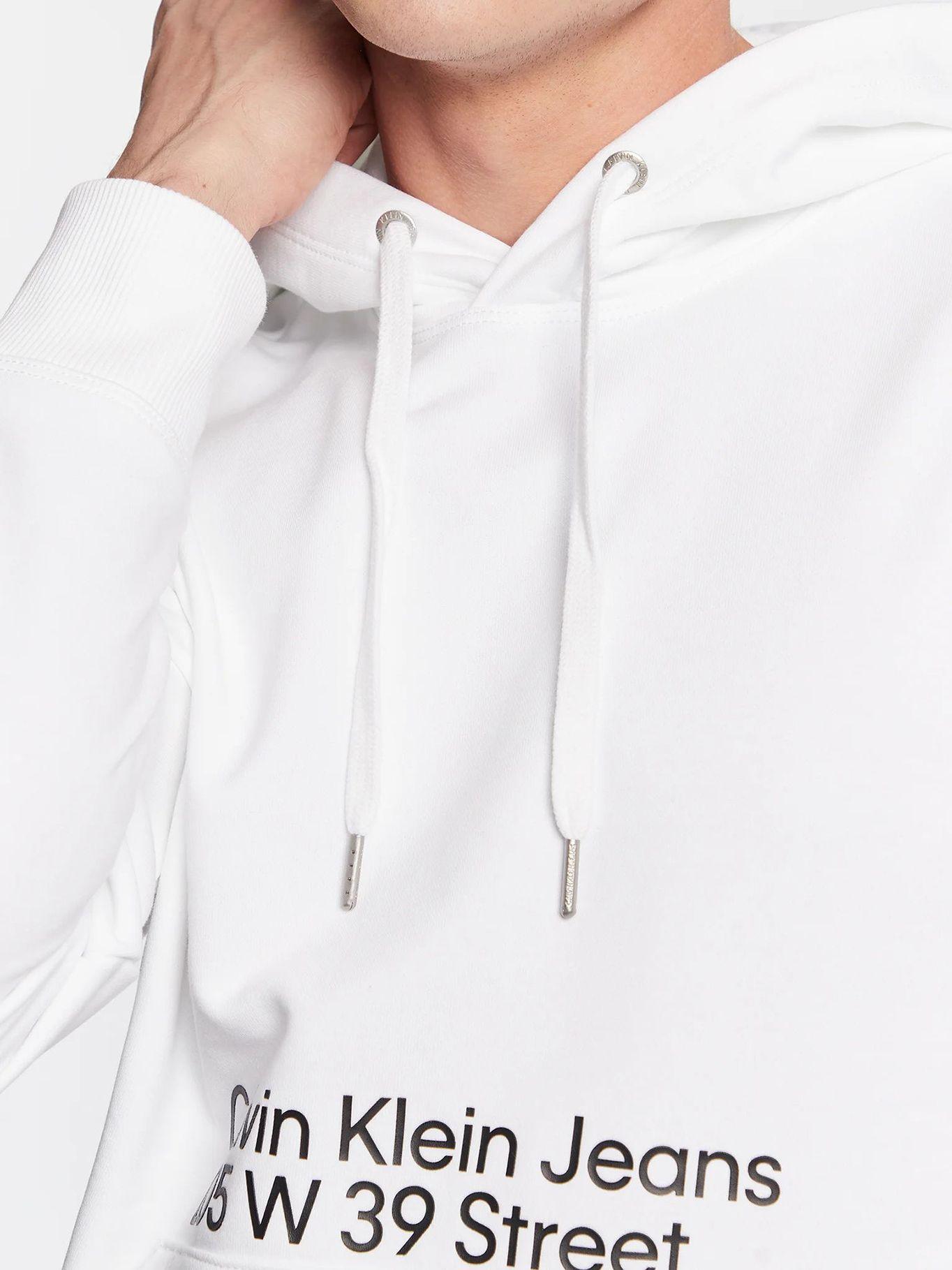 sudadera con cordón y logo estampado Blanco Calvin Klein-3