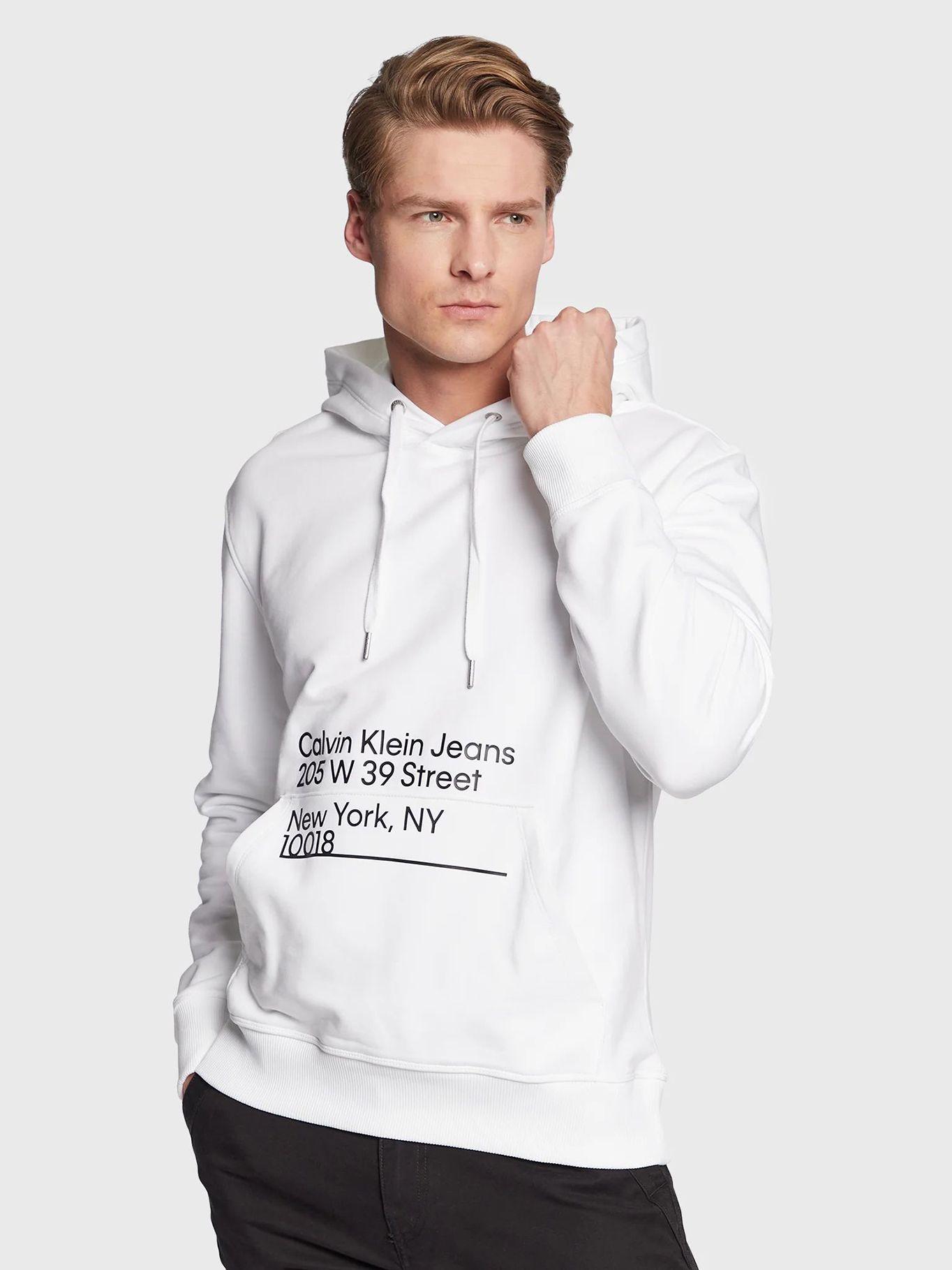 sudadera con cordón y logo estampado Blanco Calvin Klein-0